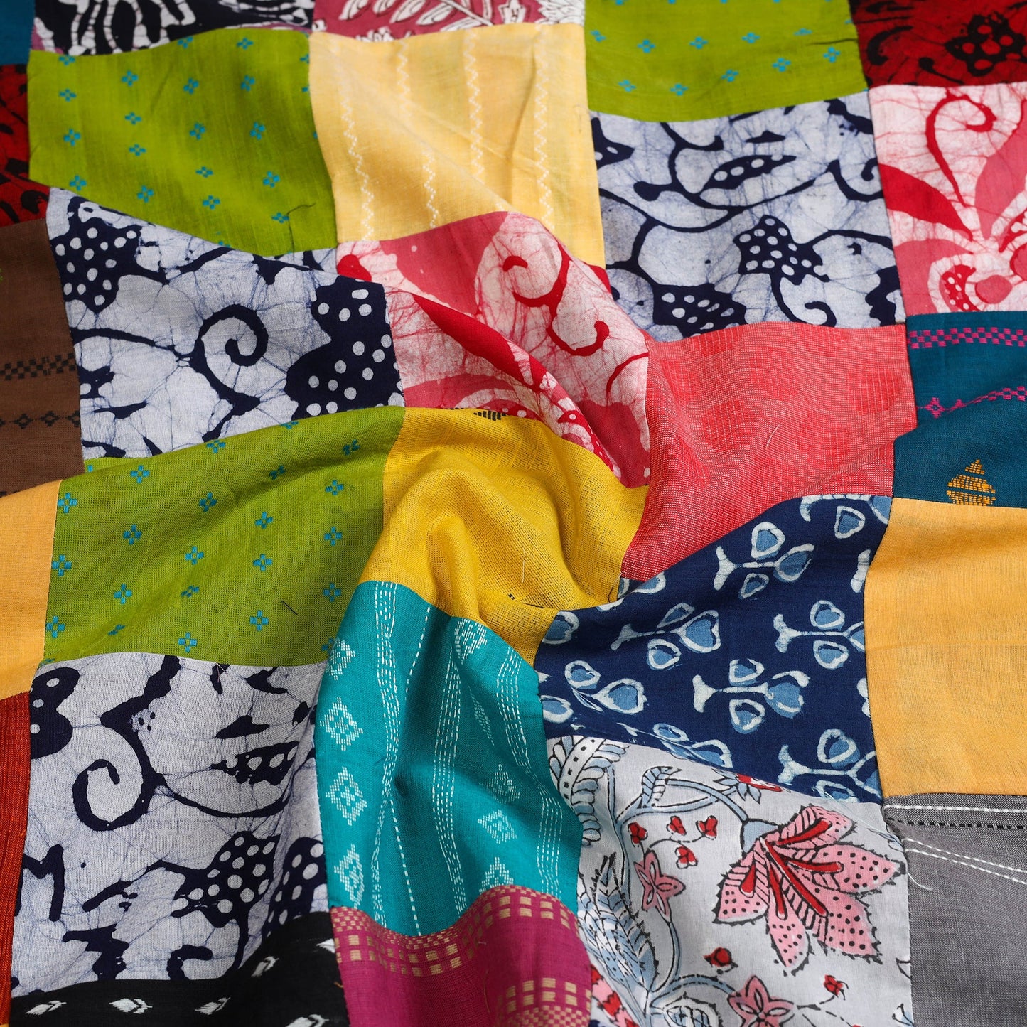 Multicolor - handcrafted patchwork cotton unstitched kurta