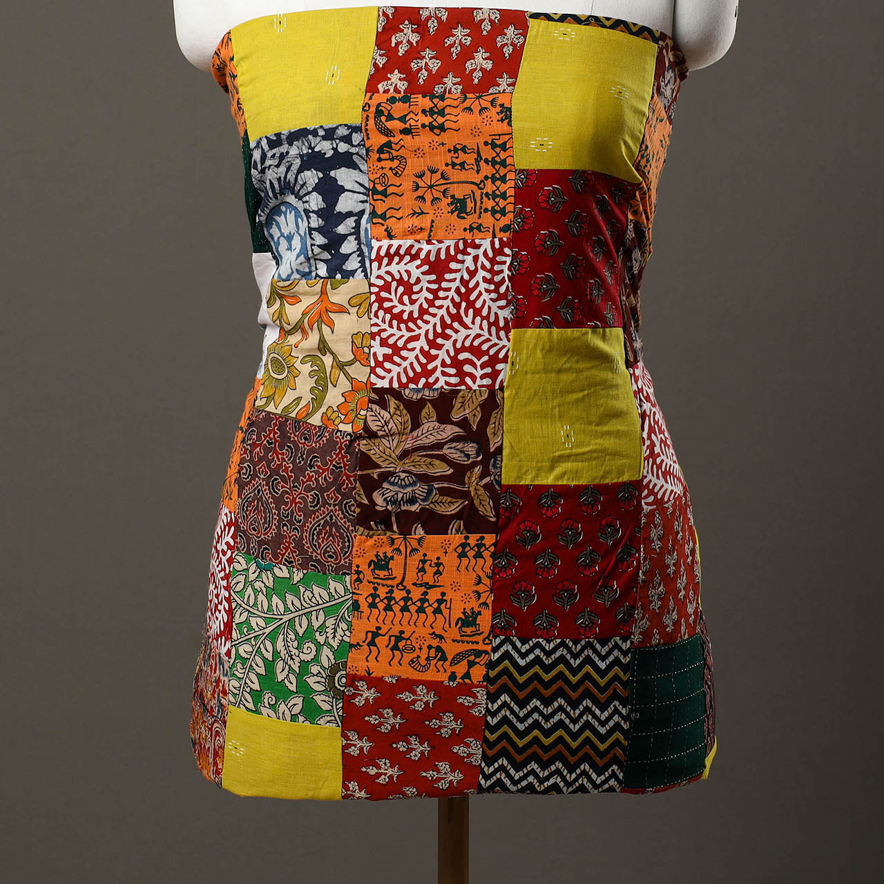 Multicolor - handcrafted patchwork cotton unstitched kurta