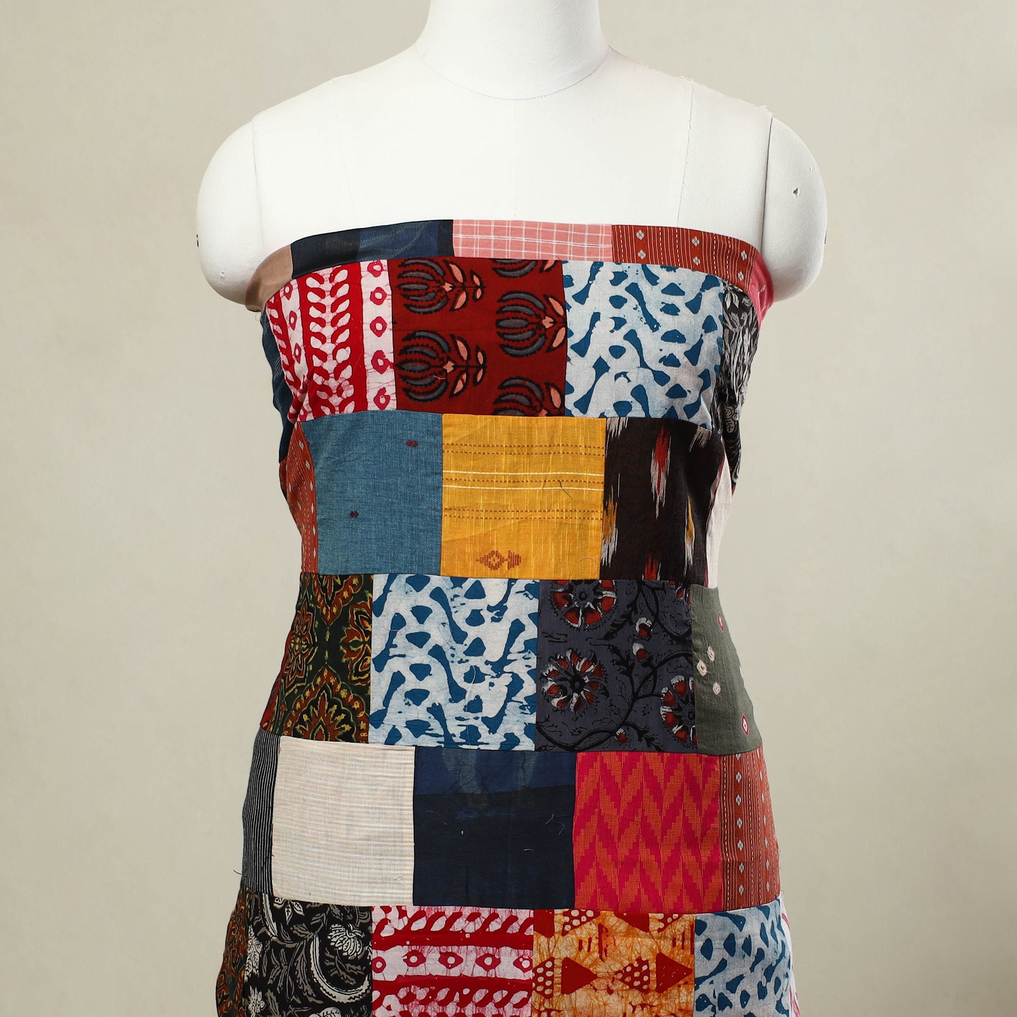 Buy Multicolor Handcrafted Patchwork Cotton Kurta Material