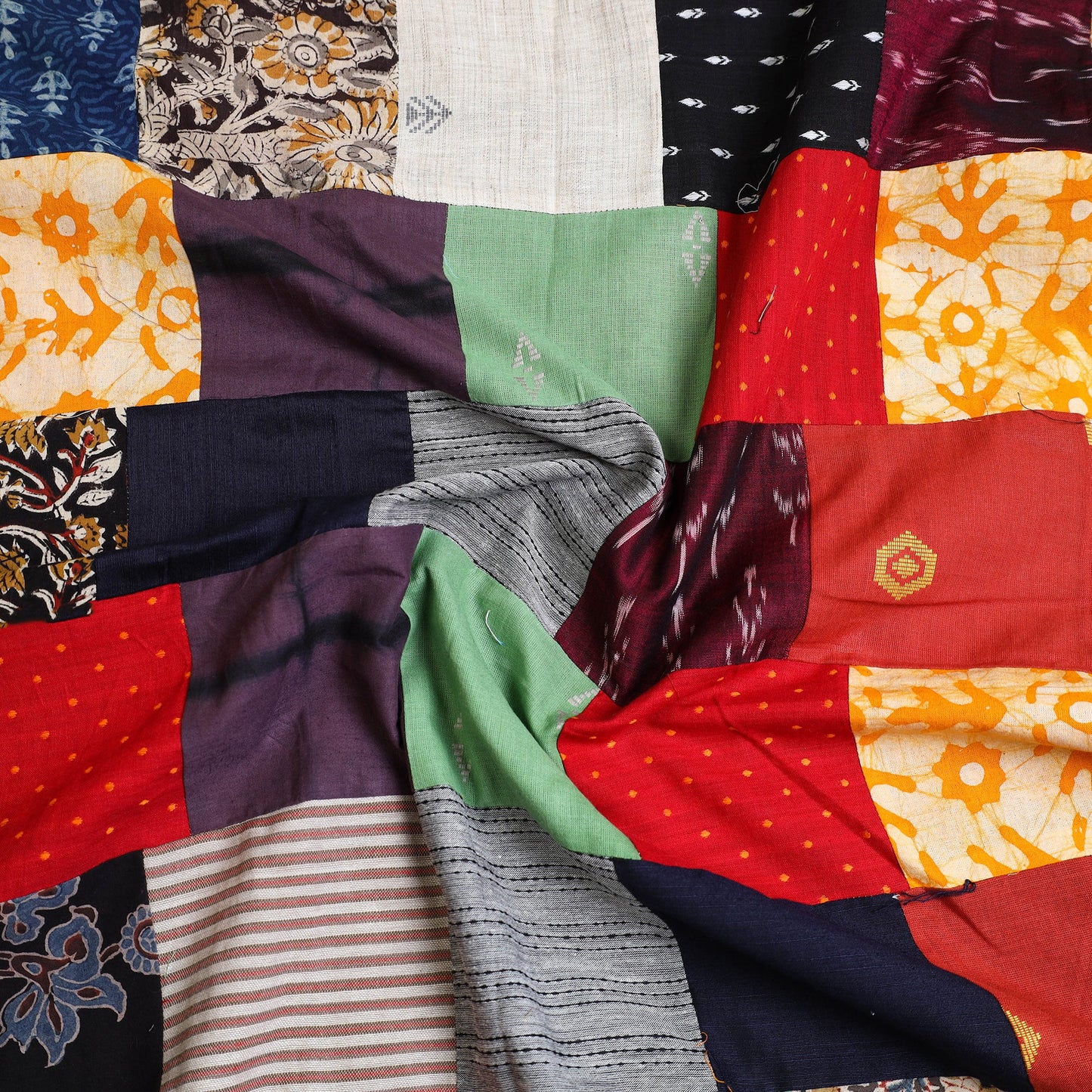  Multicolor Handcrafted Patchwork Cotton Kurta Material