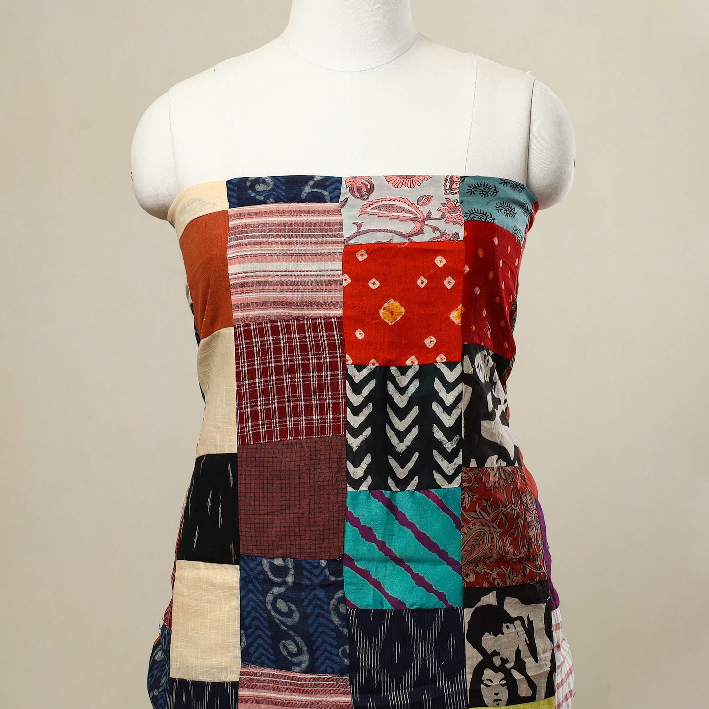 Buy Multicolor Handcrafted Patchwork Cotton Kurta Material