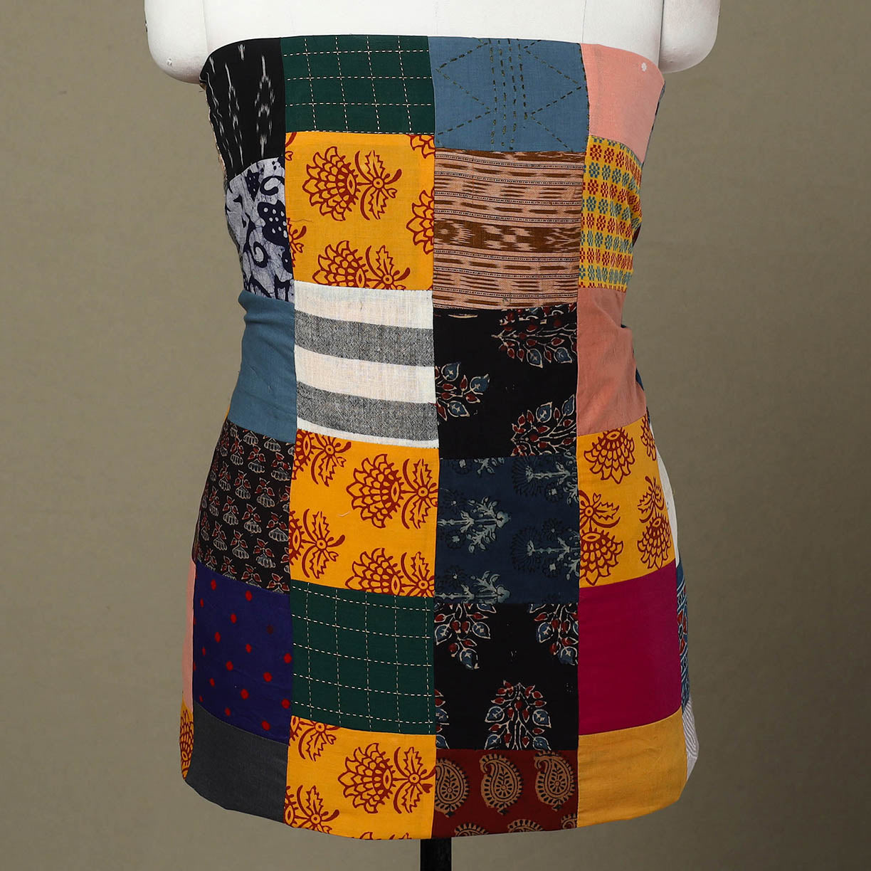 Multicolor Handcrafted Patchwork Cotton Kurta Material