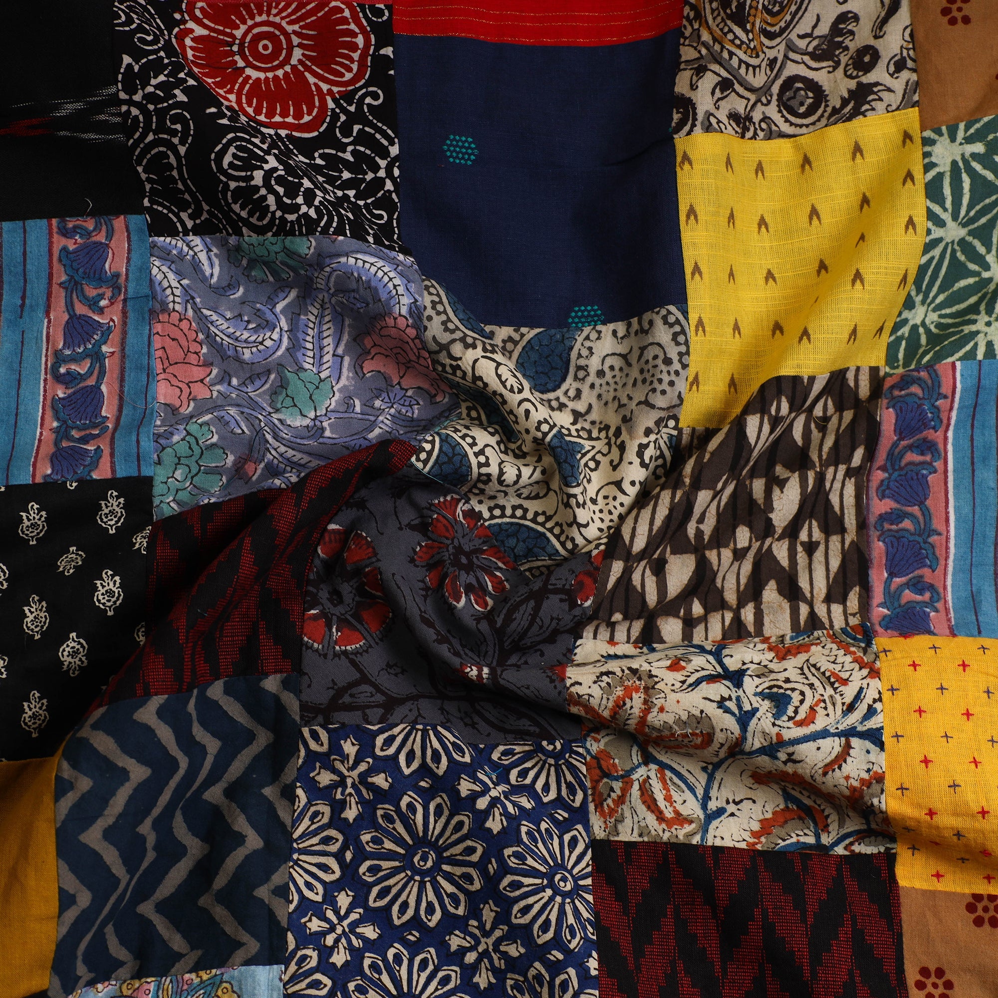 Multicolor - Handcrafted Patchwork Cotton Kurta Material (2.7m) 37