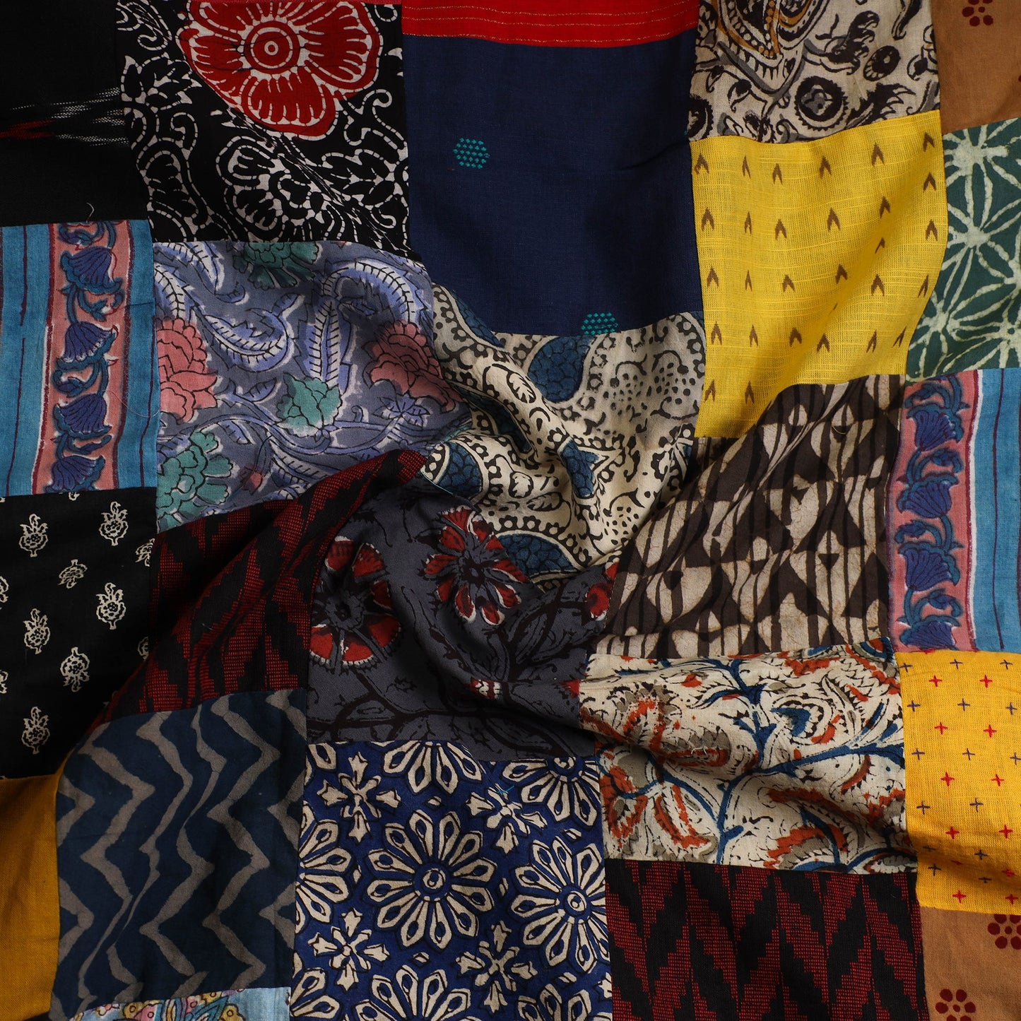 Multicolor - Handcrafted Patchwork Cotton Kurta Material (2.7m) 37