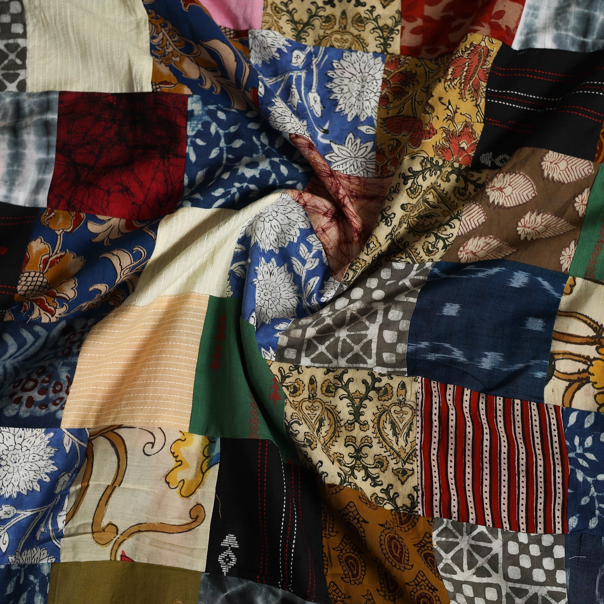 Multicolor - handcrafted patchwork cotton unstitched kurta