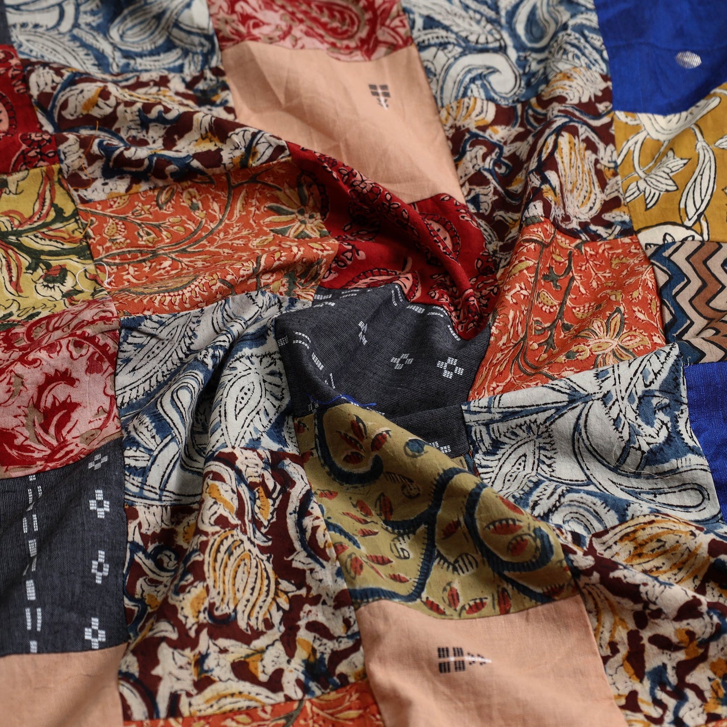 Multicolor - handcrafted patchwork cotton unstitched kurta