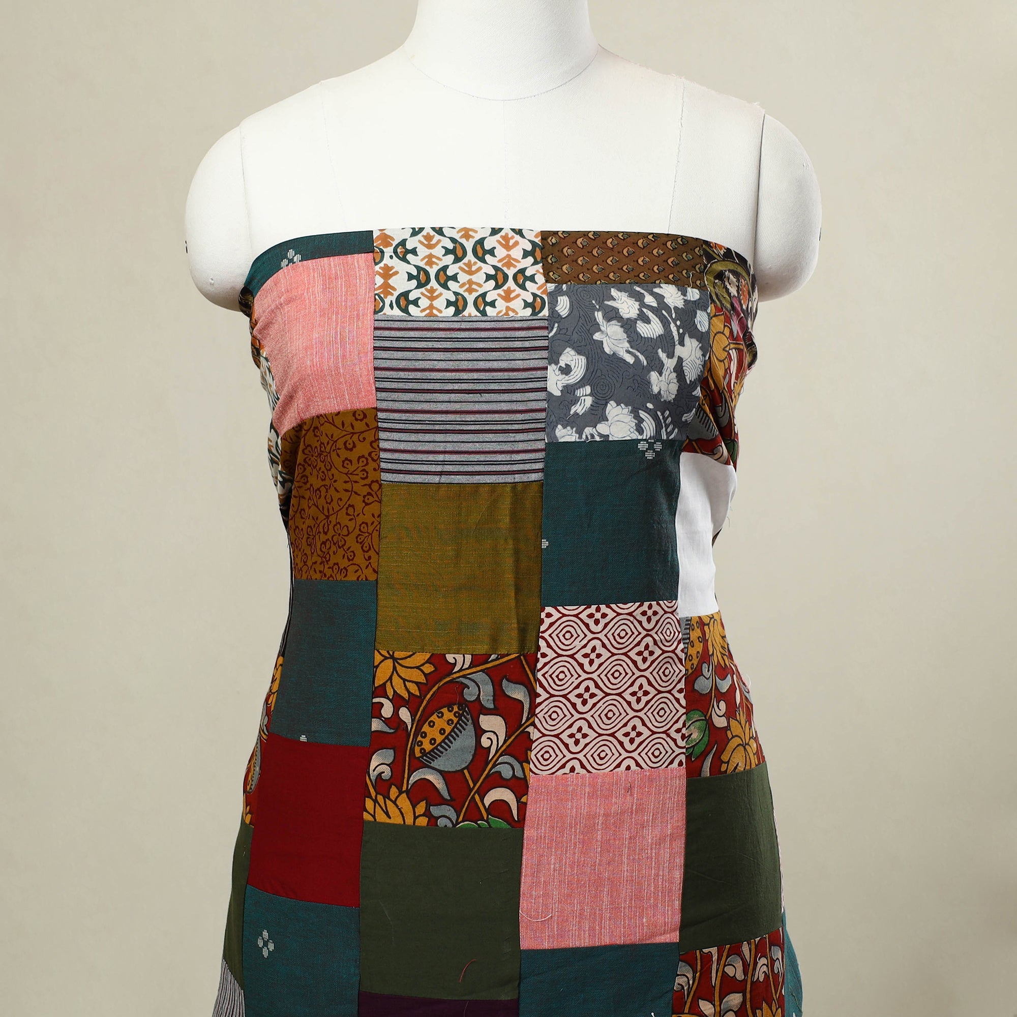 Buy Multicolor Handcrafted Patchwork Cotton Kurta Material