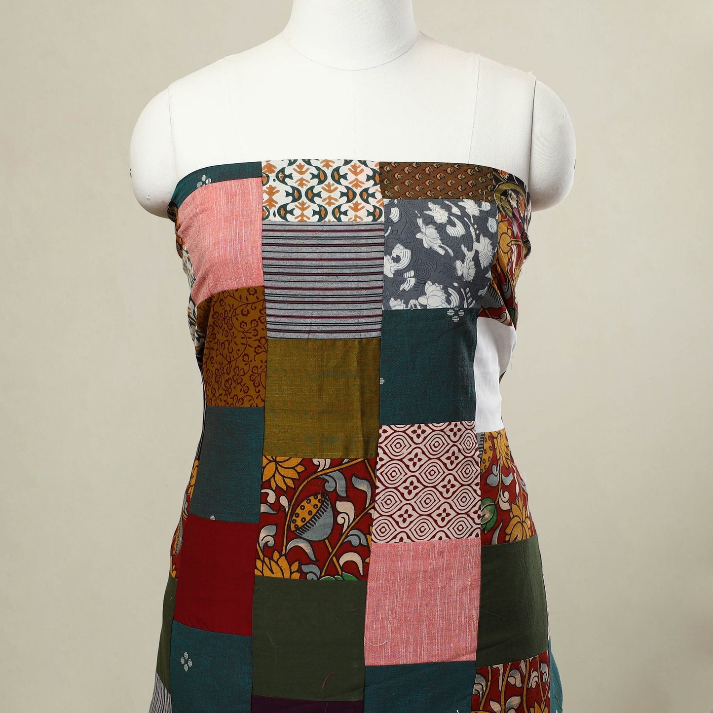 Buy Multicolor Handcrafted Patchwork Cotton Kurta Material