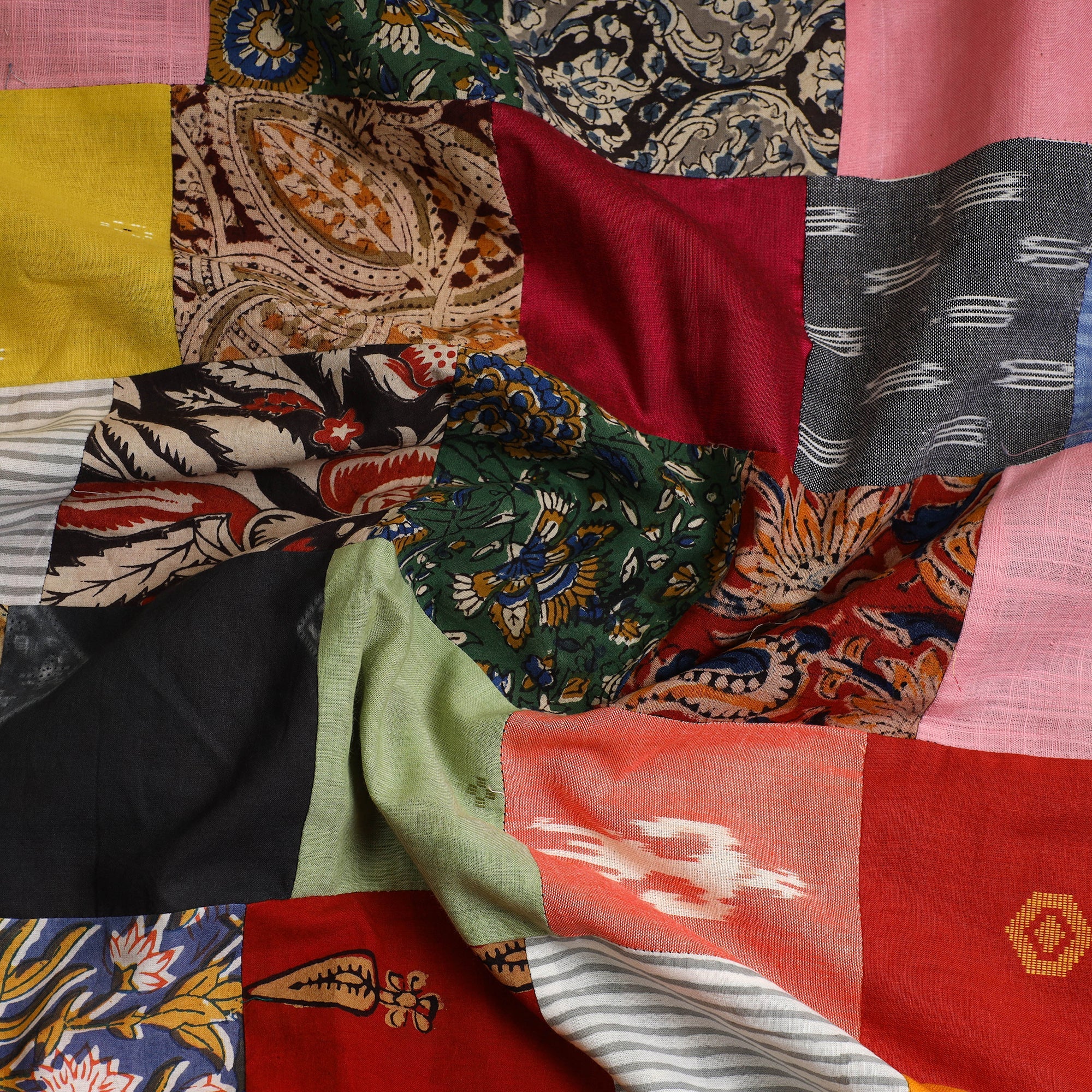 Buy Multicolor Handcrafted Patchwork Cotton Kurta Material