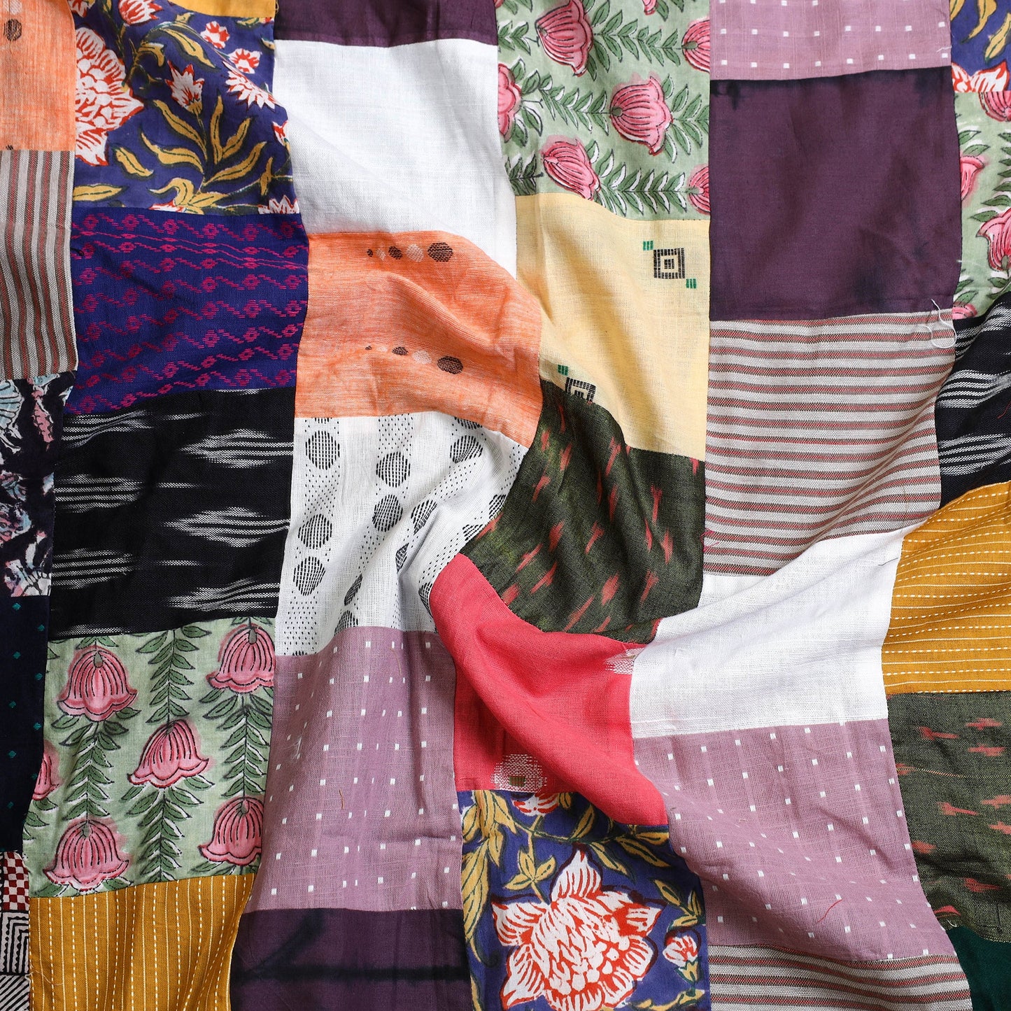  Multicolor Handcrafted Patchwork Cotton Kurta Material