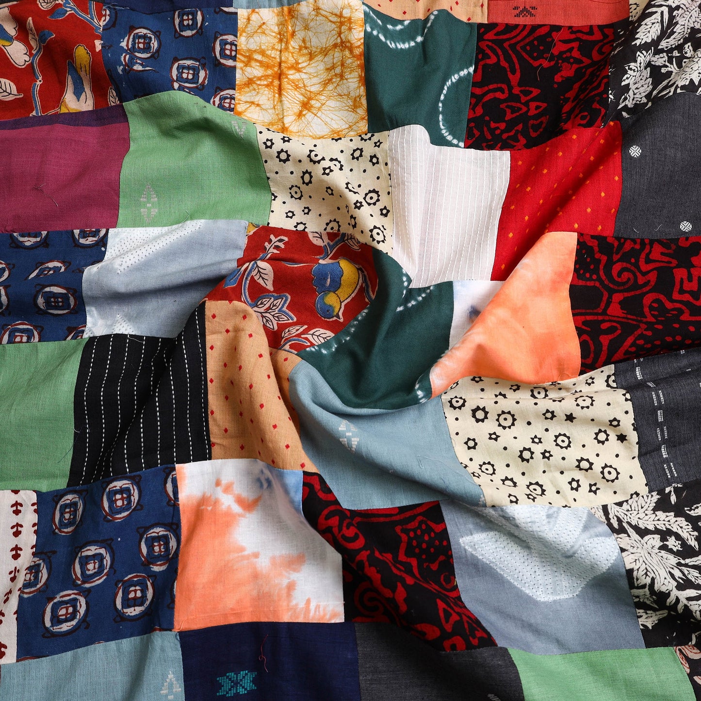 Multicolor - handcrafted patchwork cotton unstitched kurta