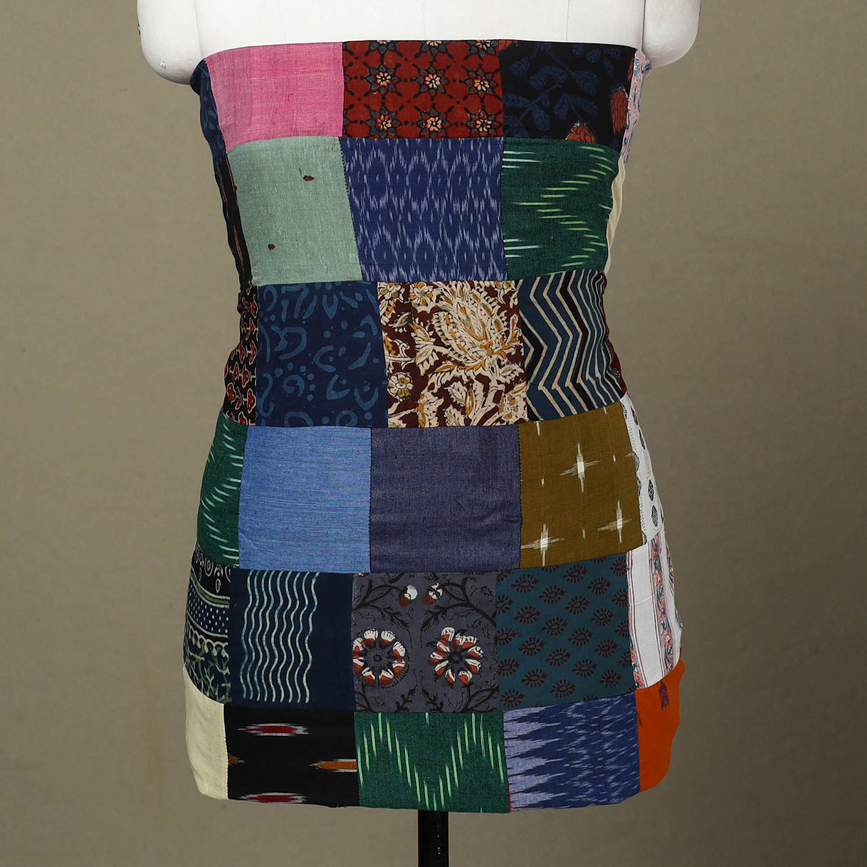 Multicolor - handcrafted patchwork cotton unstitched kurta