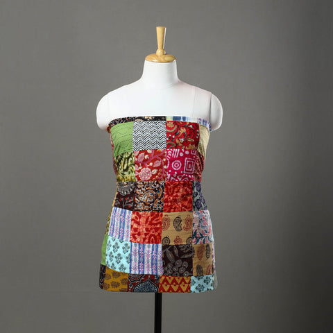 Multicolor - handcrafted patchwork cotton unstitched kurta