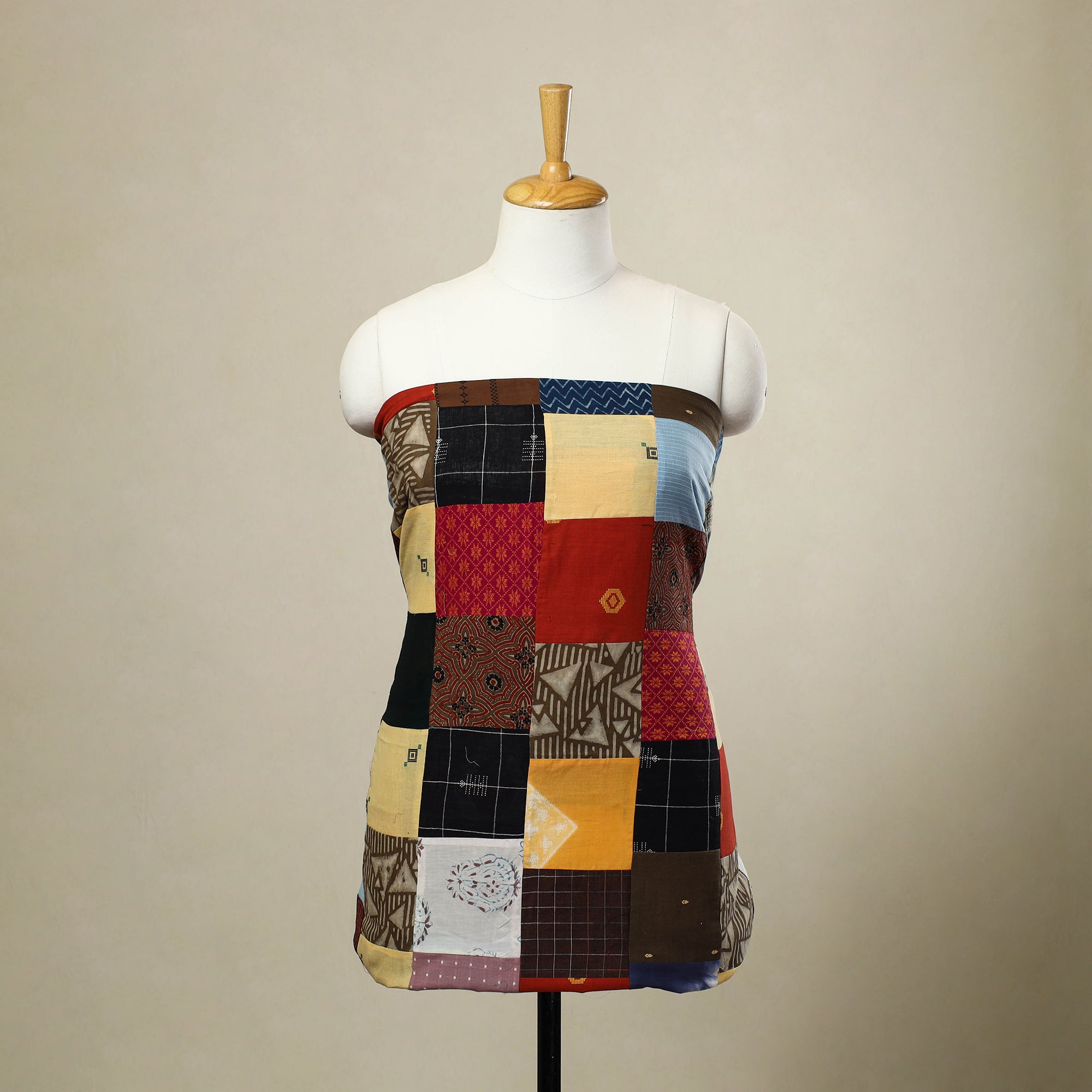 Multicolor - handcrafted patchwork cotton unstitched kurta