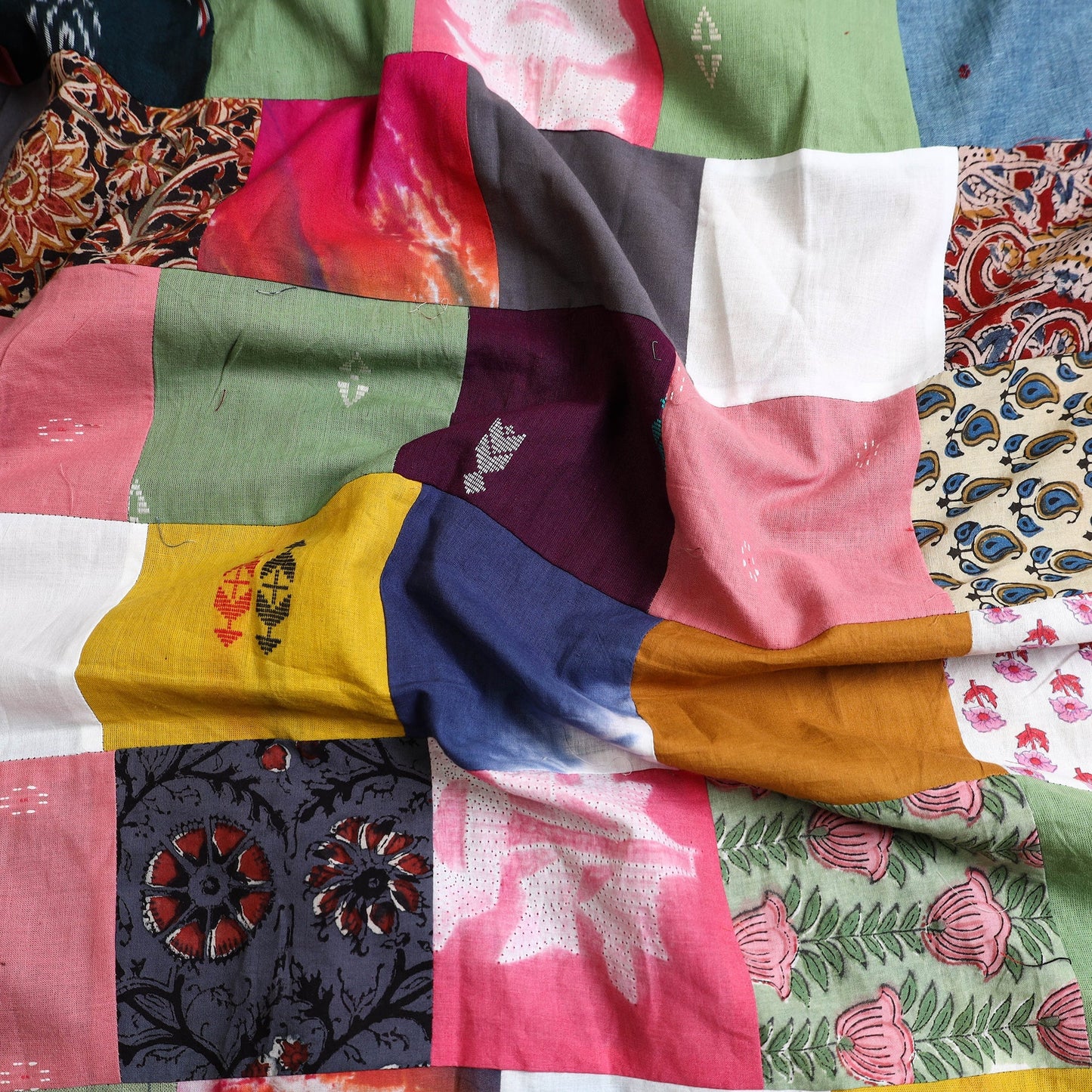 Buy Multicolor Handcrafted Patchwork Cotton Kurta Material