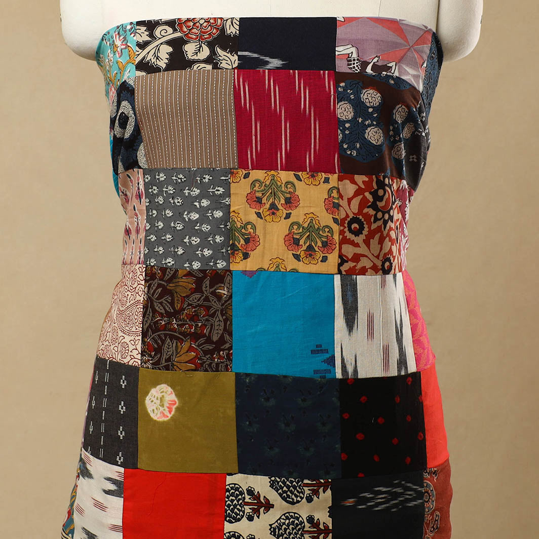 Multicolor - Handcrafted Patchwork Cotton Kurta Material (2.7m) 36