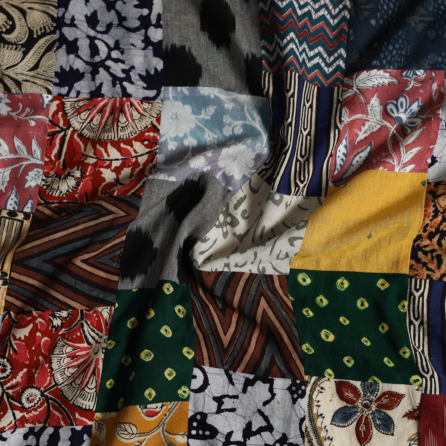 Multicolor - handcrafted patchwork cotton unstitched kurta