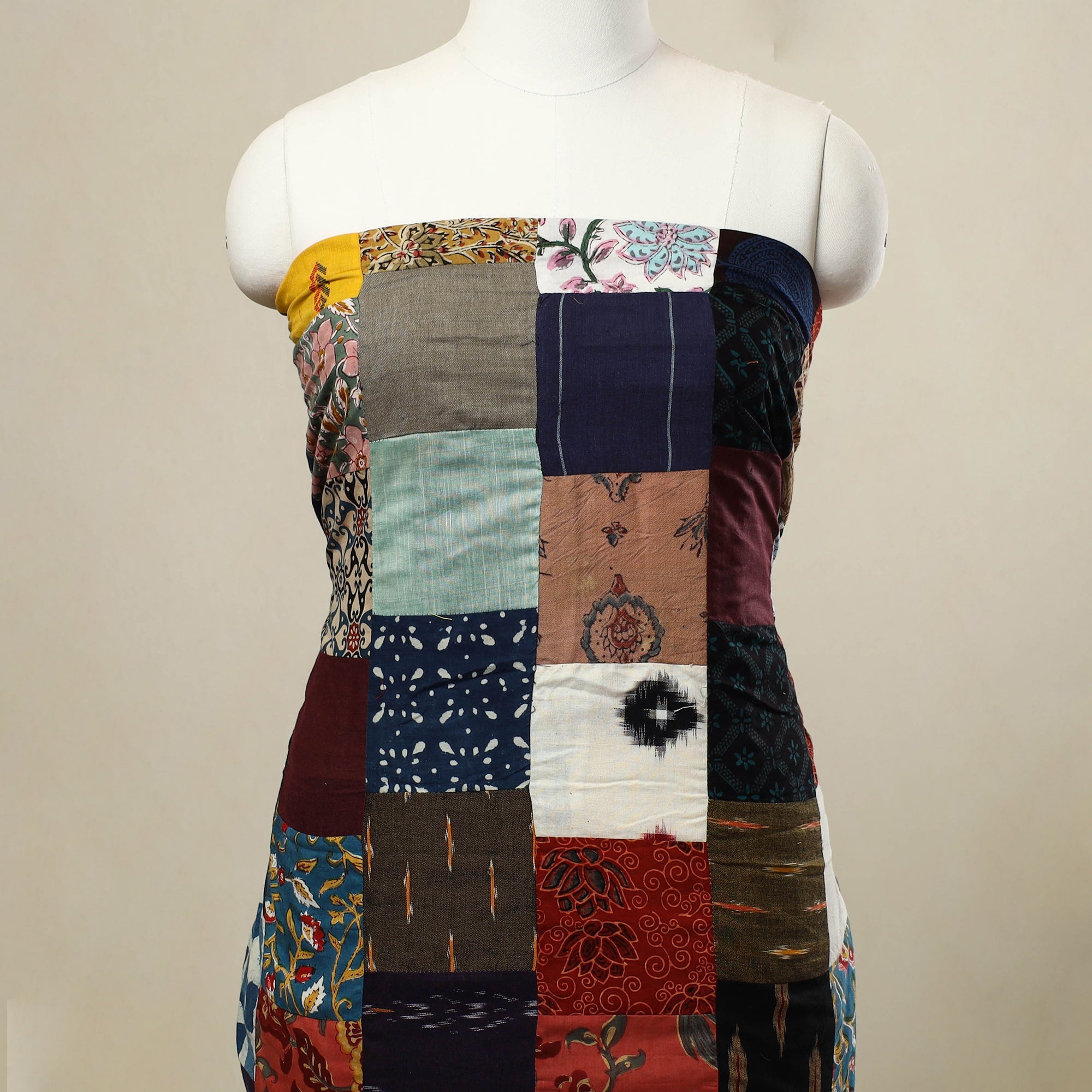 Buy Multicolor Handcrafted Patchwork Cotton Kurta Material