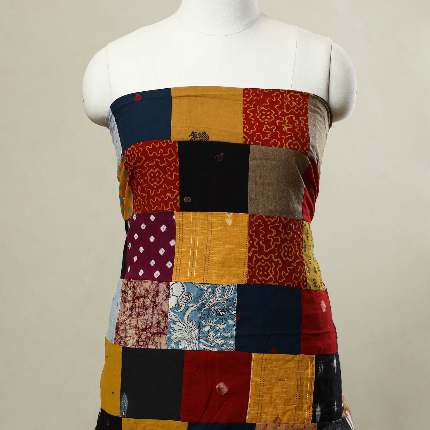 Buy Multicolor Handcrafted Patchwork Cotton Kurta Material