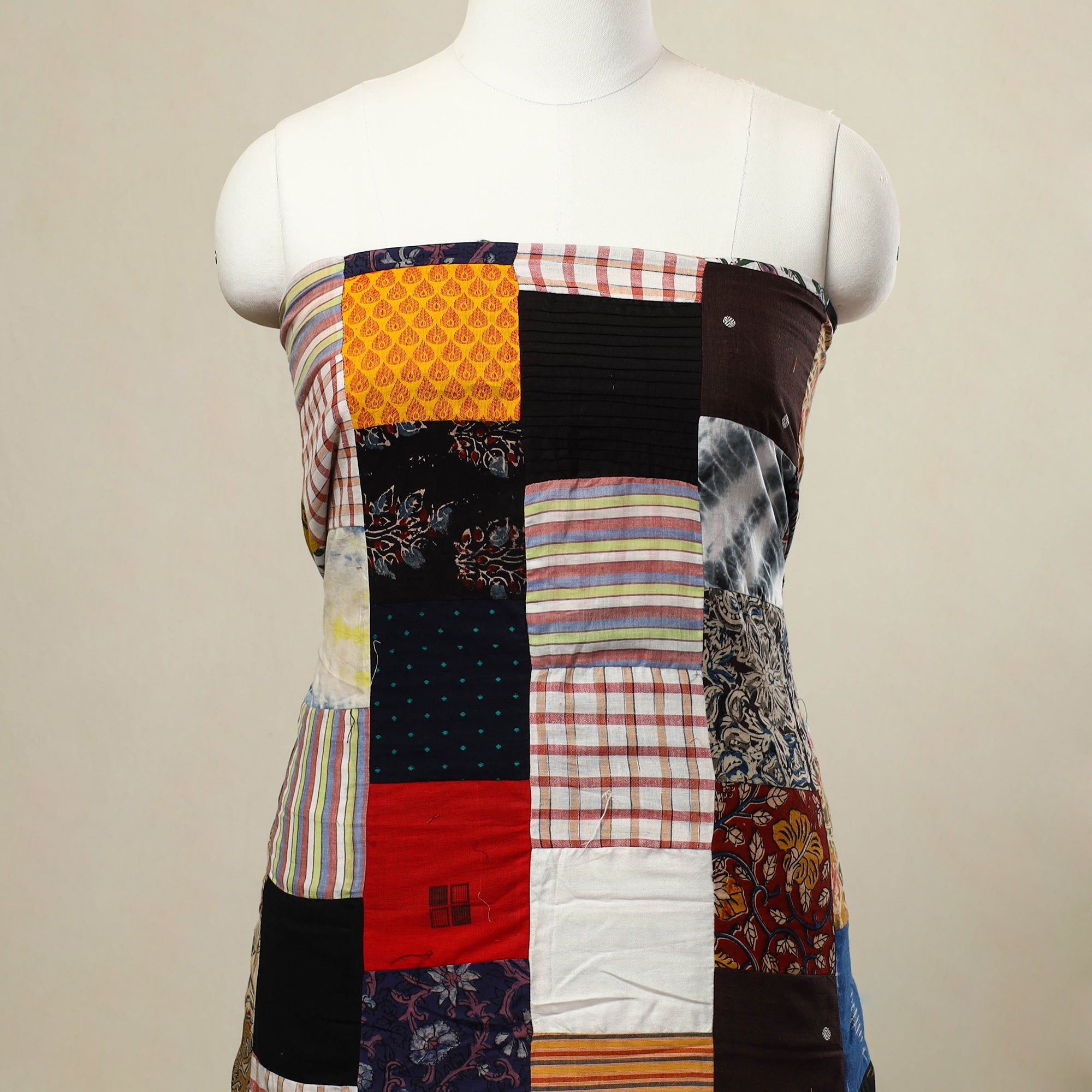 Buy Multicolor Handcrafted Patchwork Cotton Kurta Material
