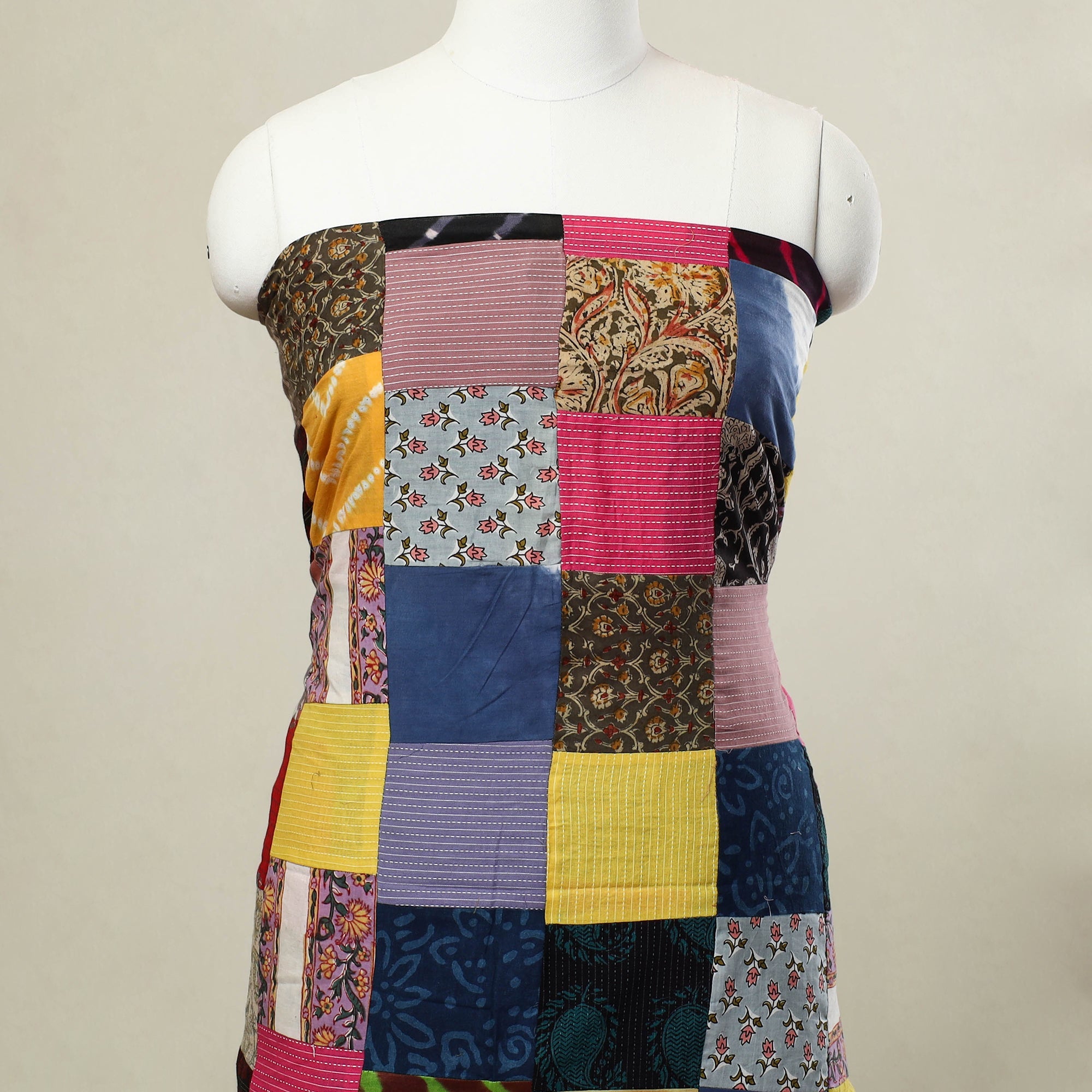 Buy Multicolor Handcrafted Patchwork Cotton Kurta Material