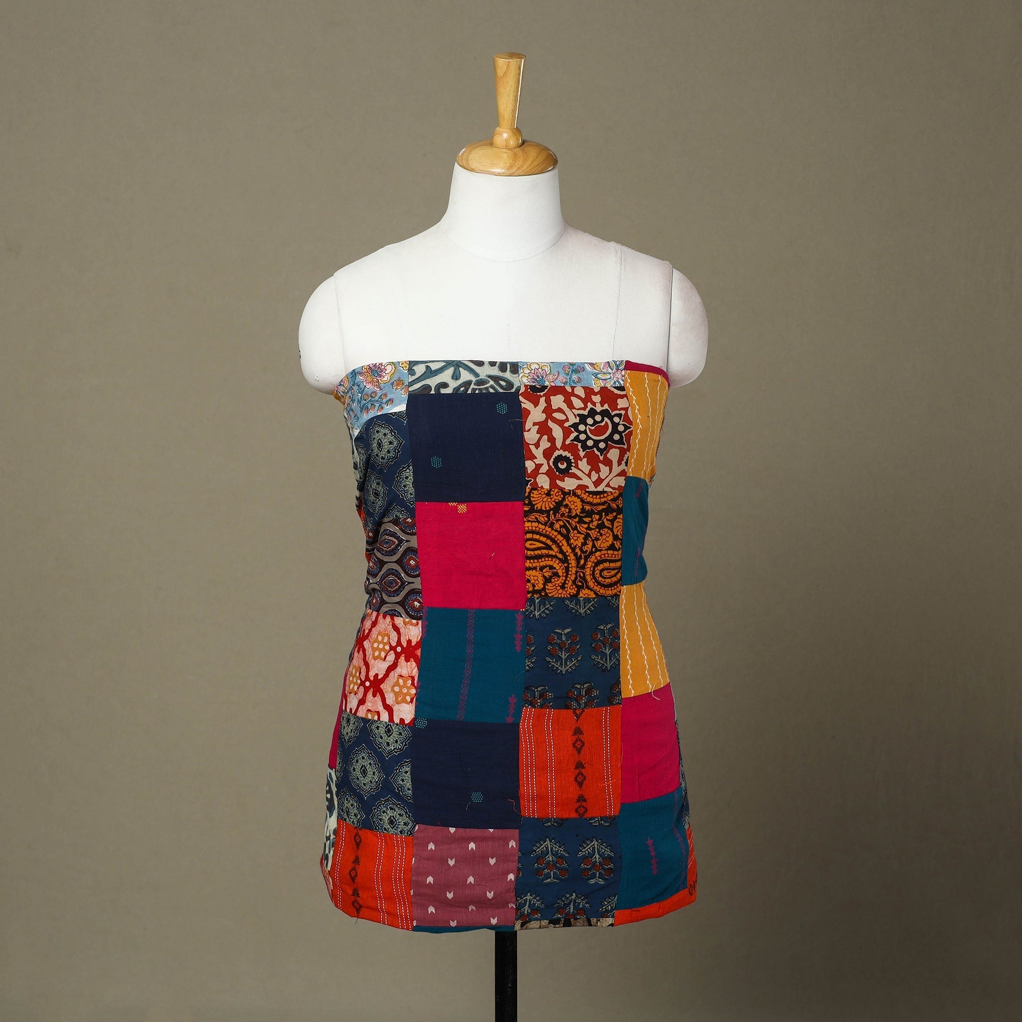 Multicolor - handcrafted patchwork cotton unstitched kurta