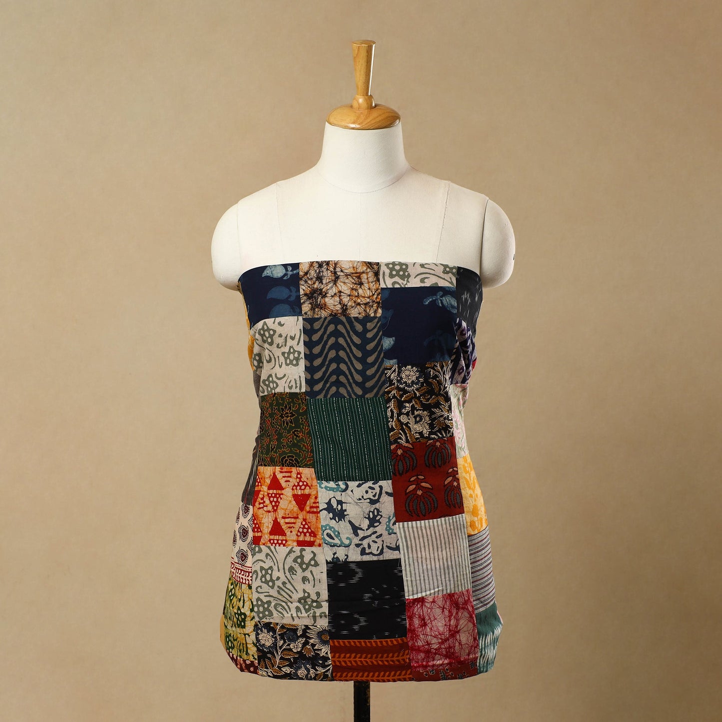 Multicolor - Handcrafted Patchwork Cotton Kurta Material (2.7m) 27