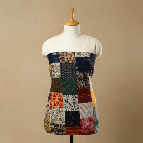 Multicolor - Handcrafted Patchwork Cotton Kurta Material (2.7m) 27