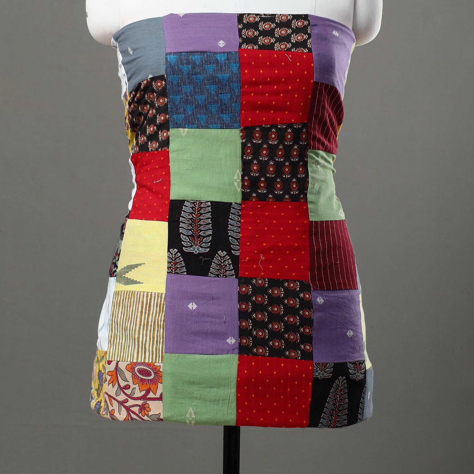 Multicolor - handcrafted patchwork cotton unstitched kurta