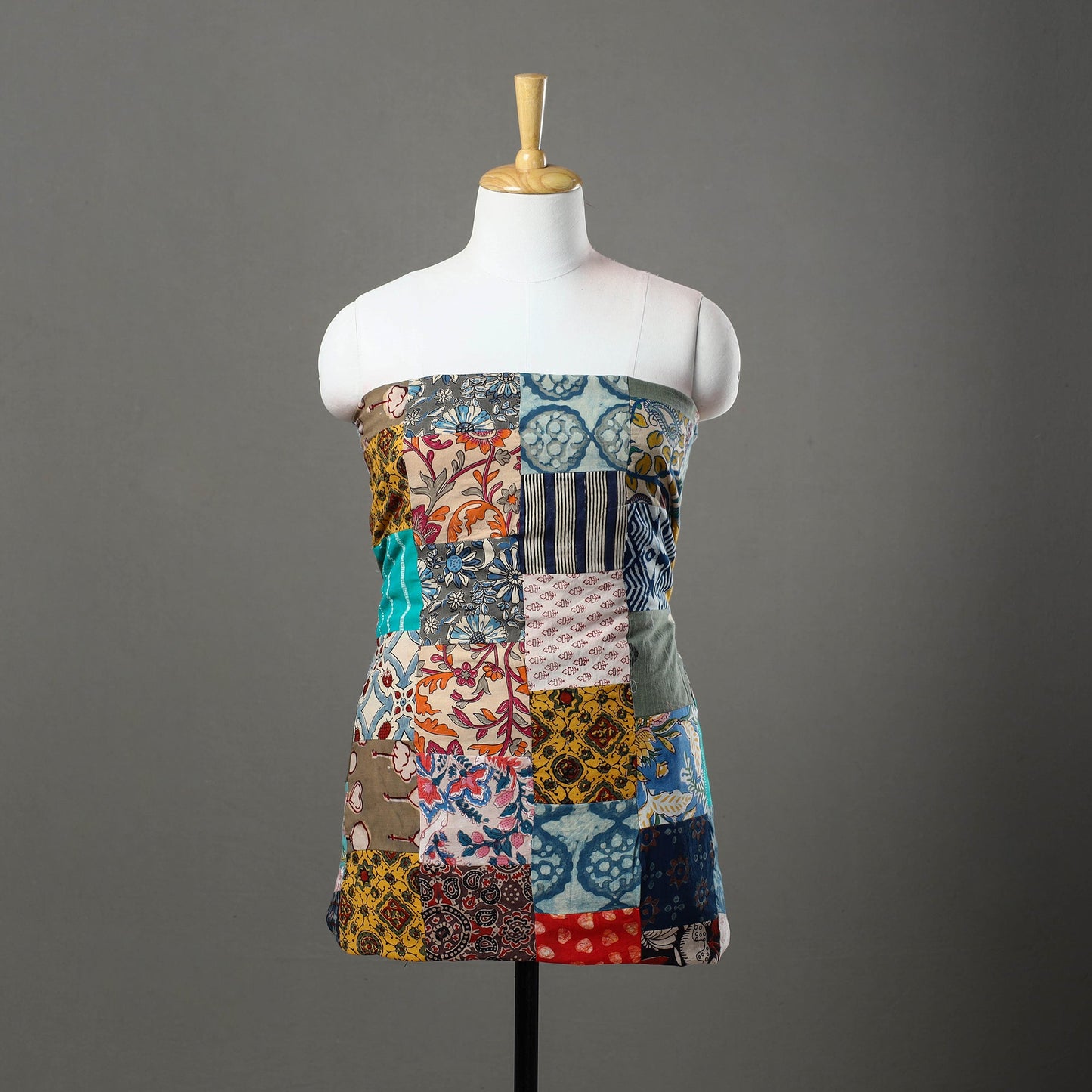 Multicolor - handcrafted patchwork cotton unstitched kurta