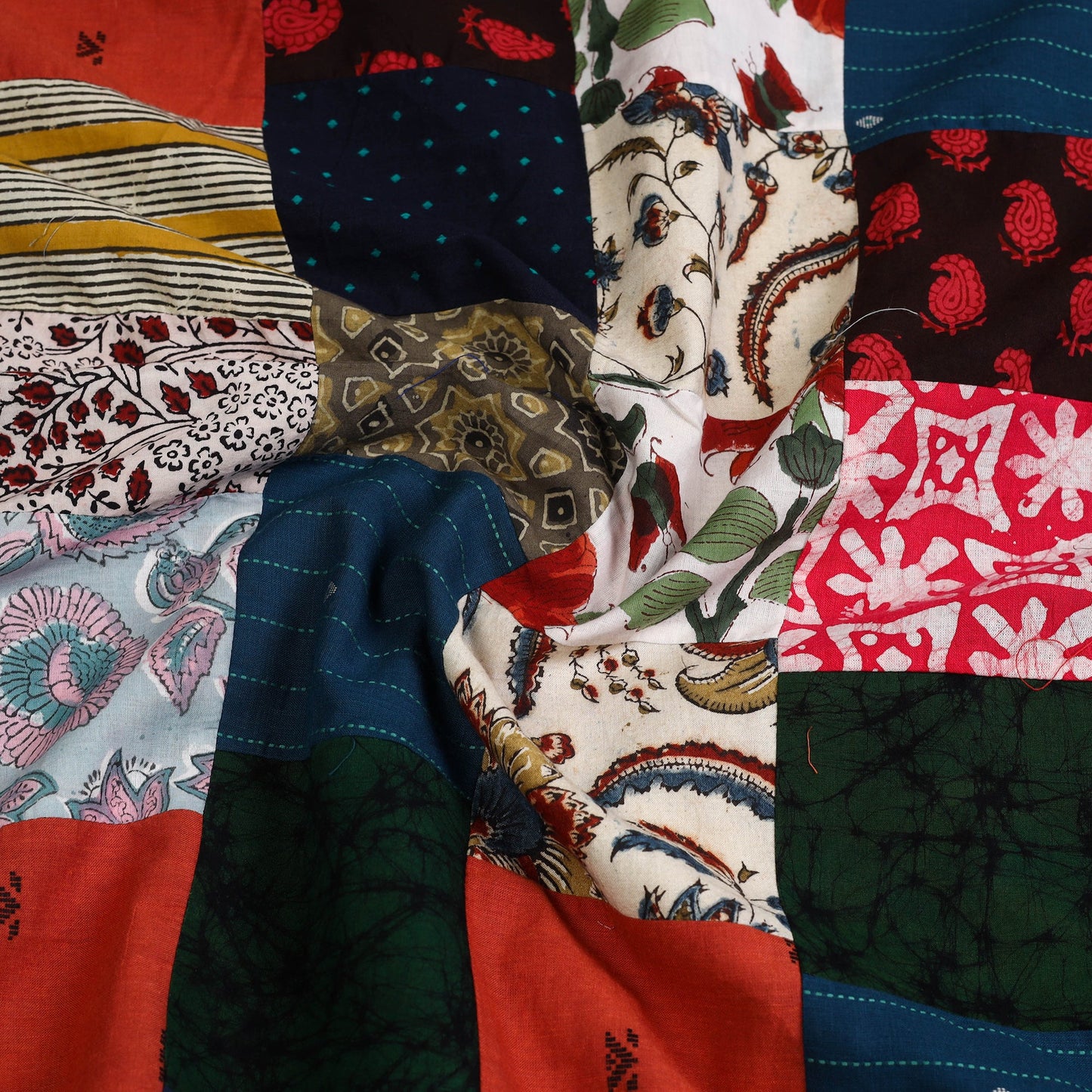 Multicolor - handcrafted patchwork cotton unstitched kurta