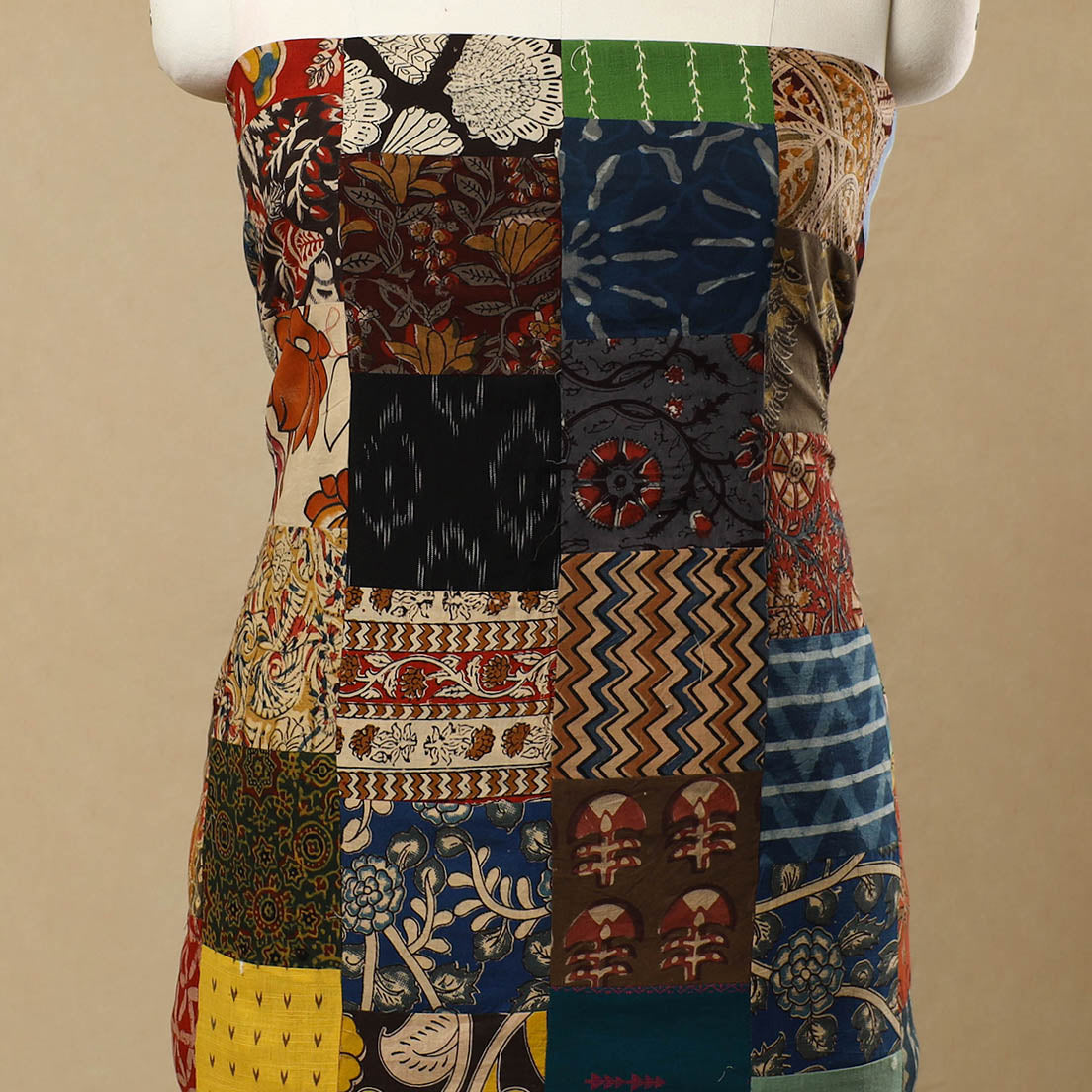 Multicolor - Handcrafted Patchwork Cotton Kurta Material (2.6m) 40