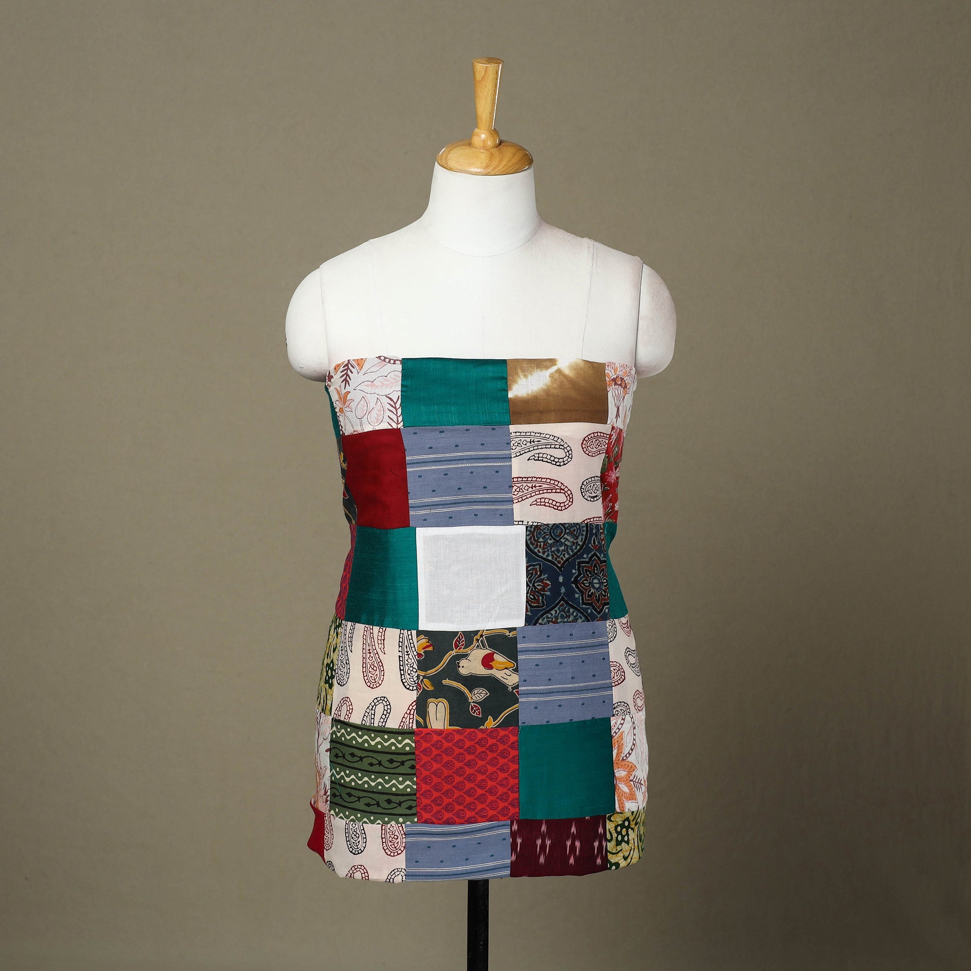 Multicolor - handcrafted patchwork cotton unstitched kurta
