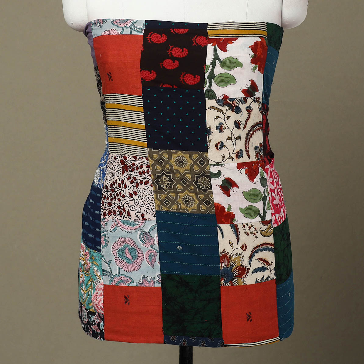 Multicolor - handcrafted patchwork cotton unstitched kurta