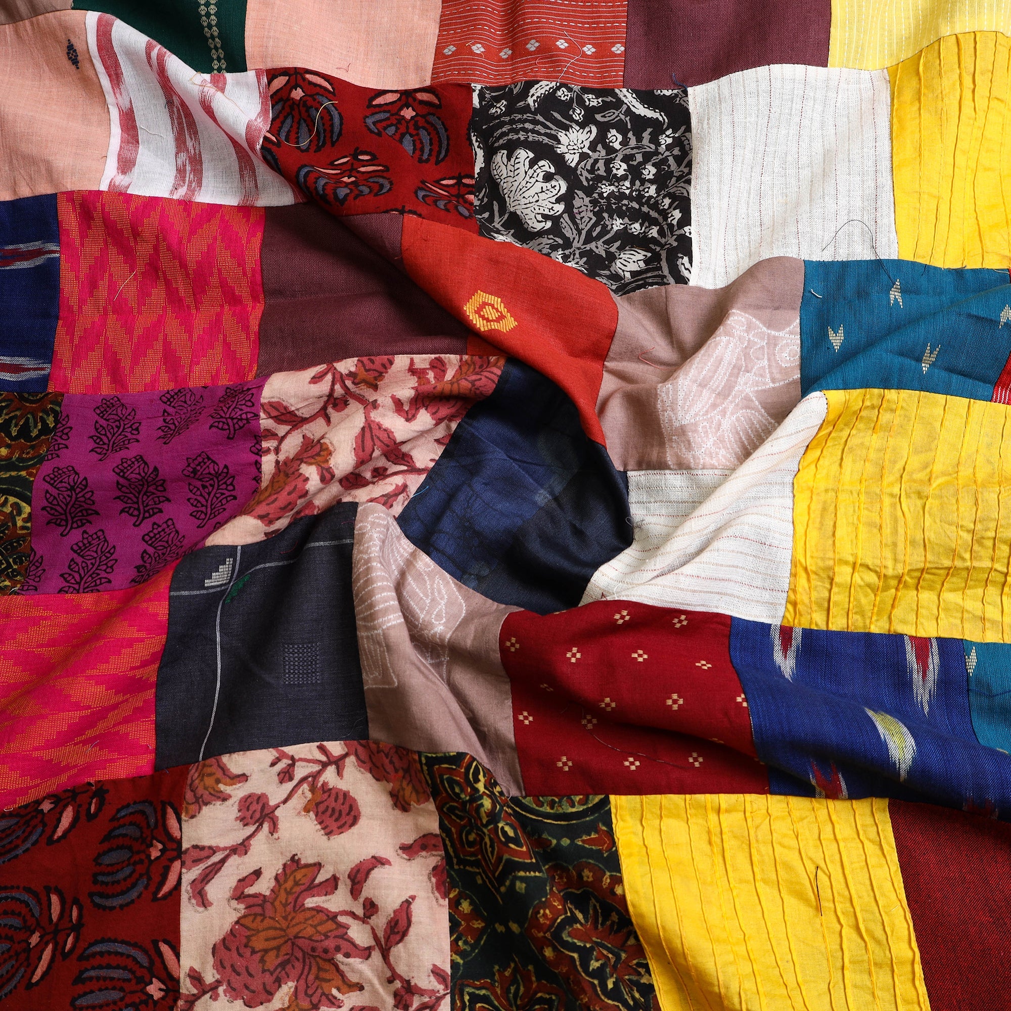 Buy Multicolor Handcrafted Patchwork Cotton Kurta Material