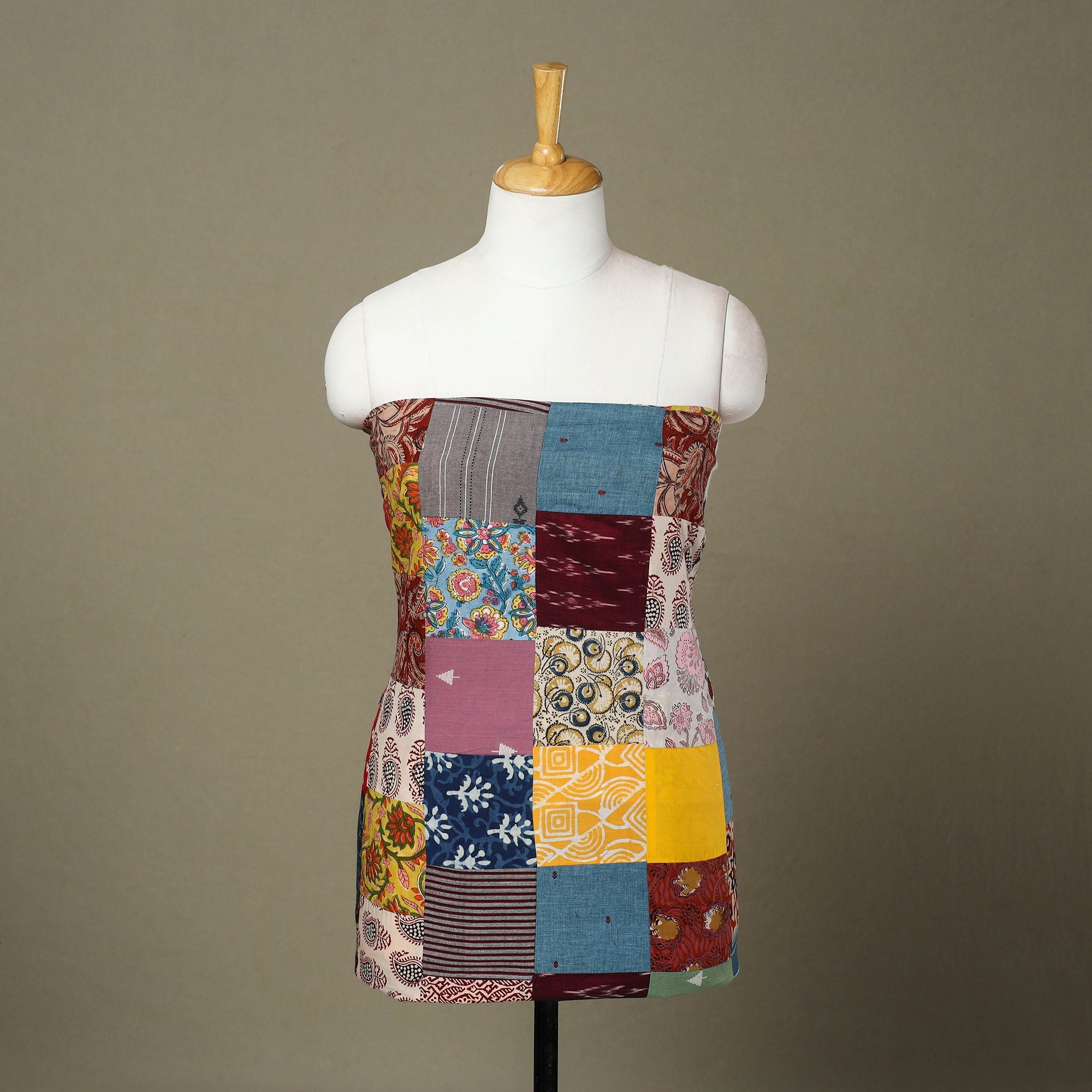 Multicolor Handcrafted Patchwork Cotton Kurta Material