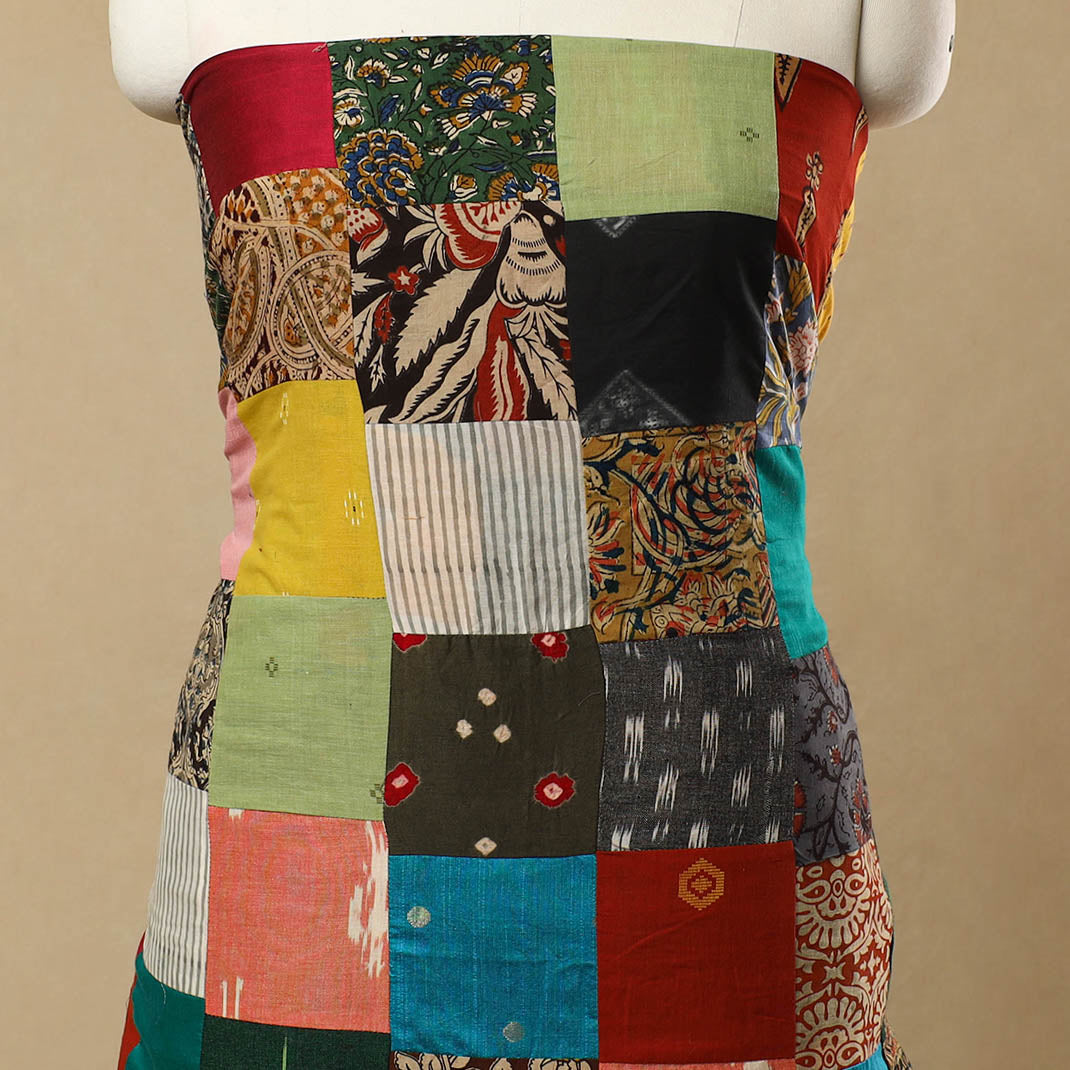 Buy Multicolor Handcrafted Patchwork Cotton Kurta Material