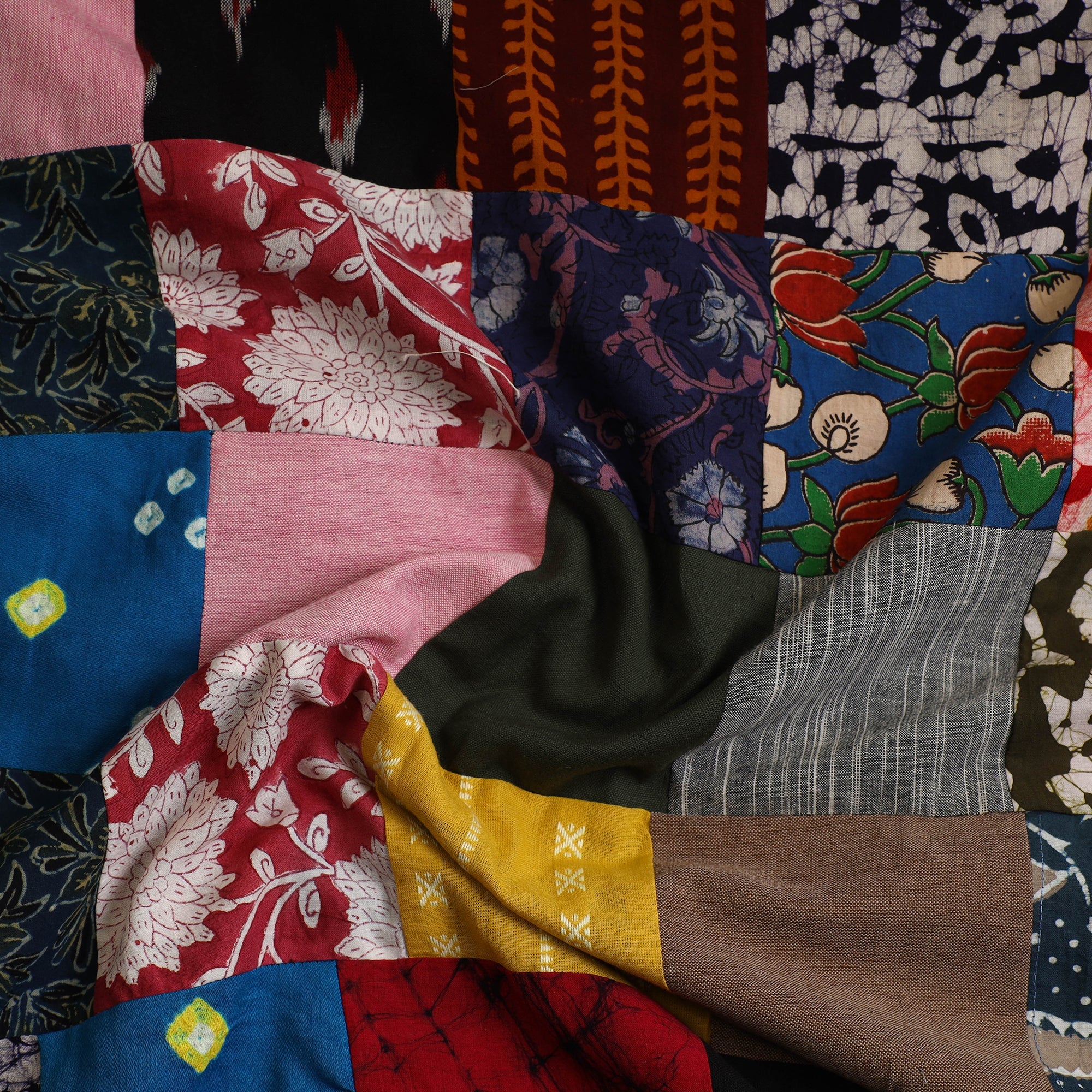 Multicolor - Handcrafted Patchwork Cotton Kurta Material (2.8m) 20