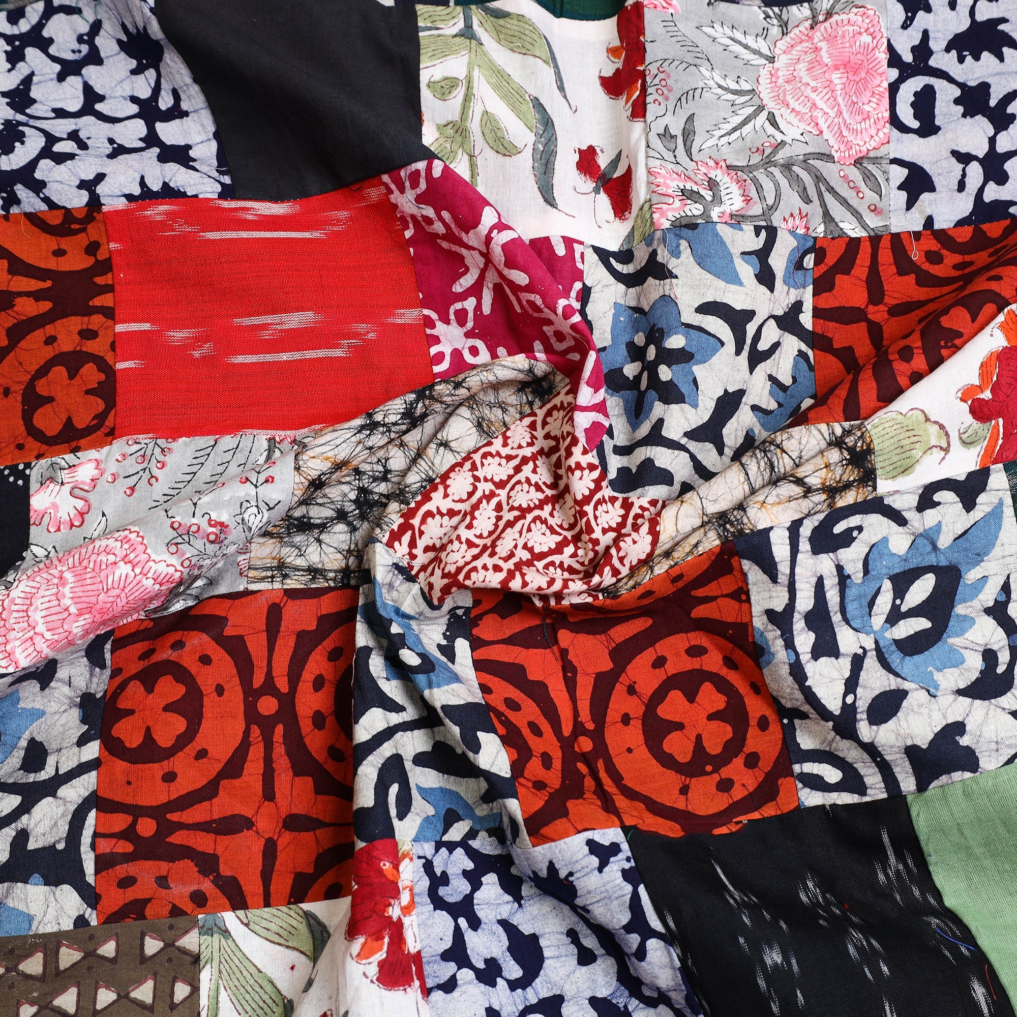 Buy Multicolor Handcrafted Patchwork Cotton Kurta Material