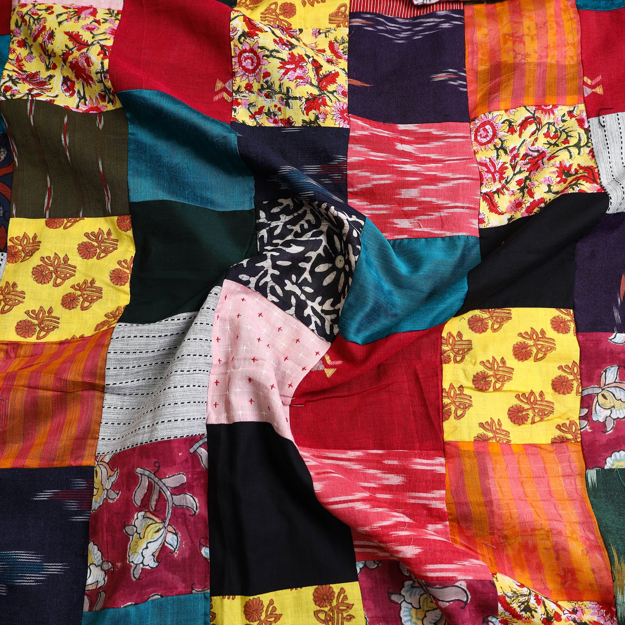  Multicolor Handcrafted Patchwork Cotton Kurta Material