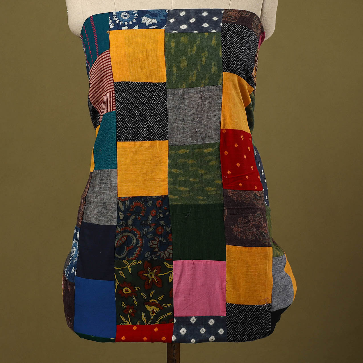 Buy Multicolor Handcrafted Patchwork Cotton Kurta Material