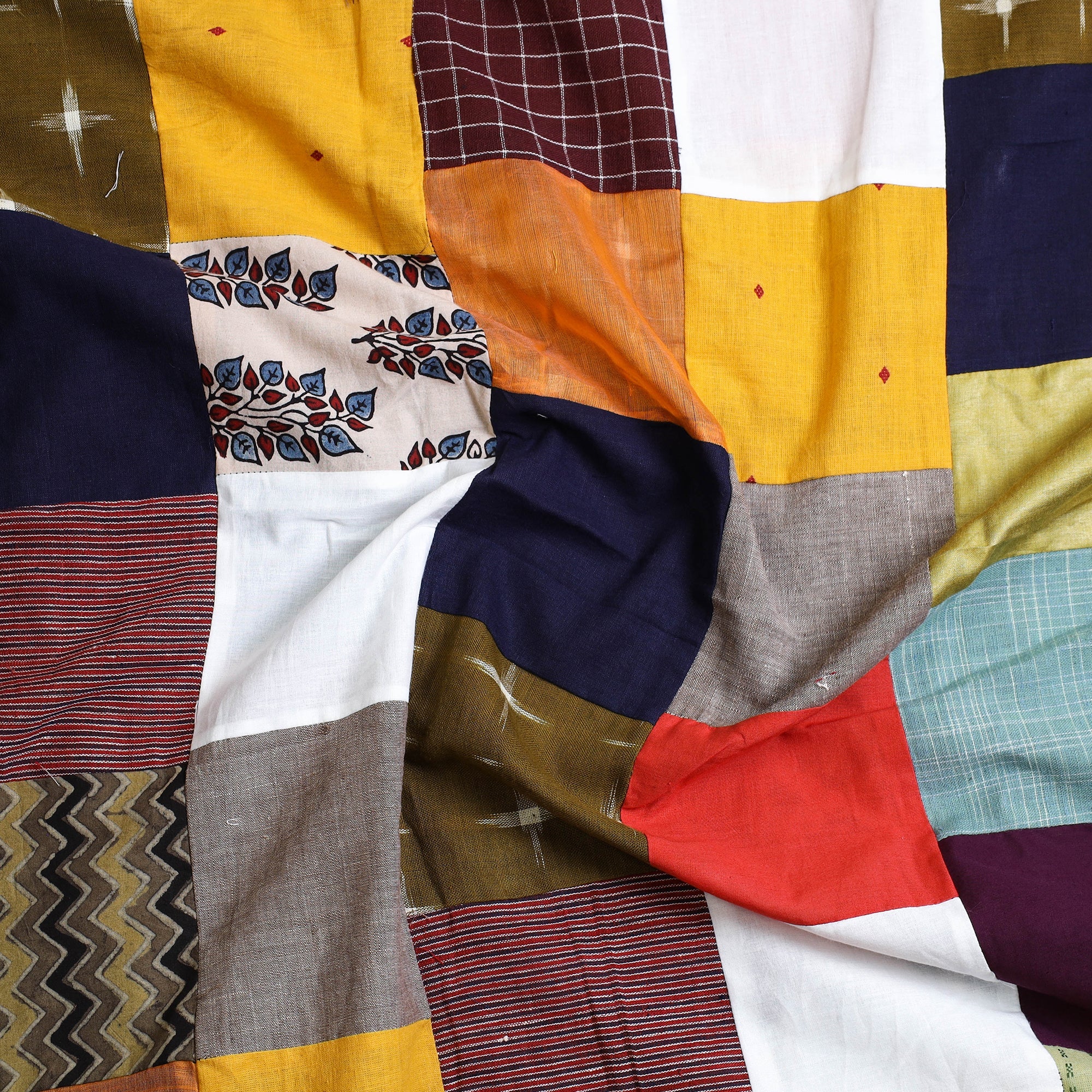 Multicolor - handcrafted patchwork cotton unstitched kurta