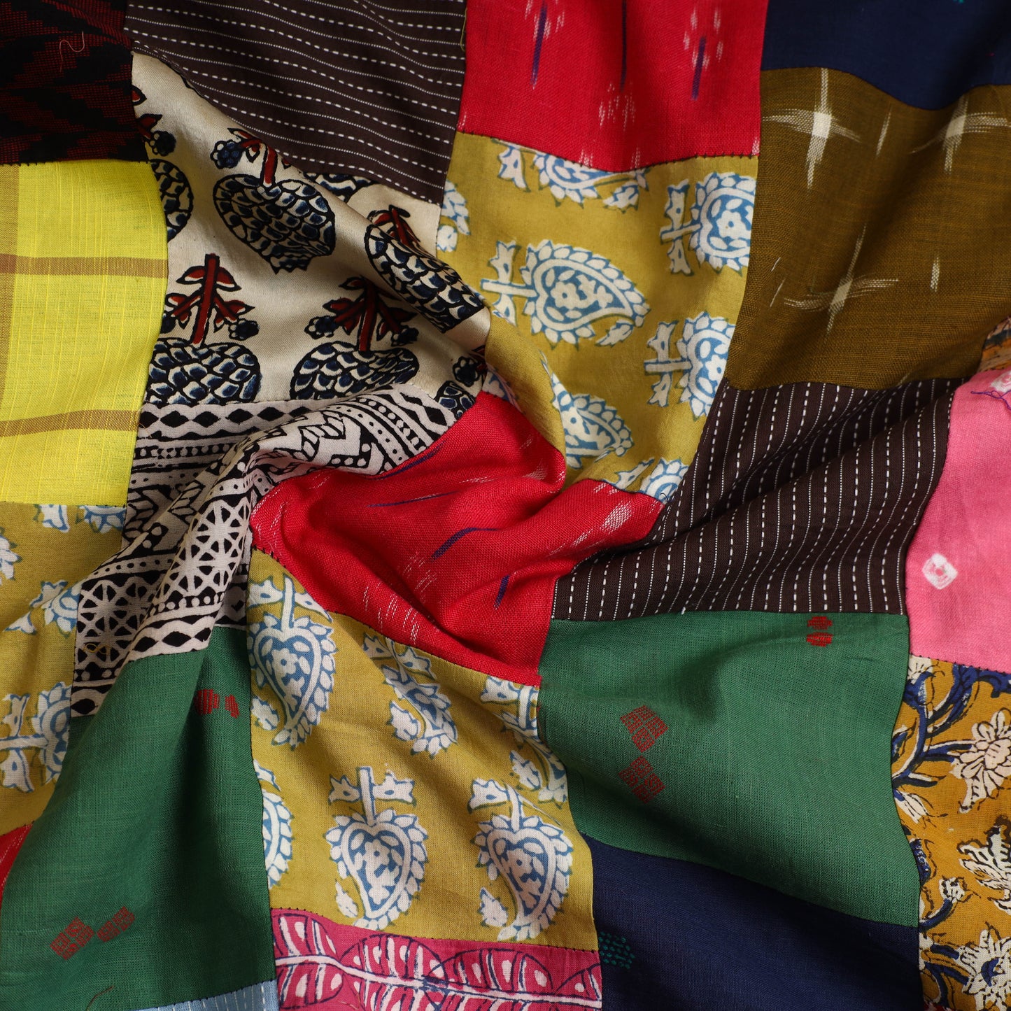 Multicolor - Handcrafted Patchwork Cotton Kurta Material (2.7m) 51