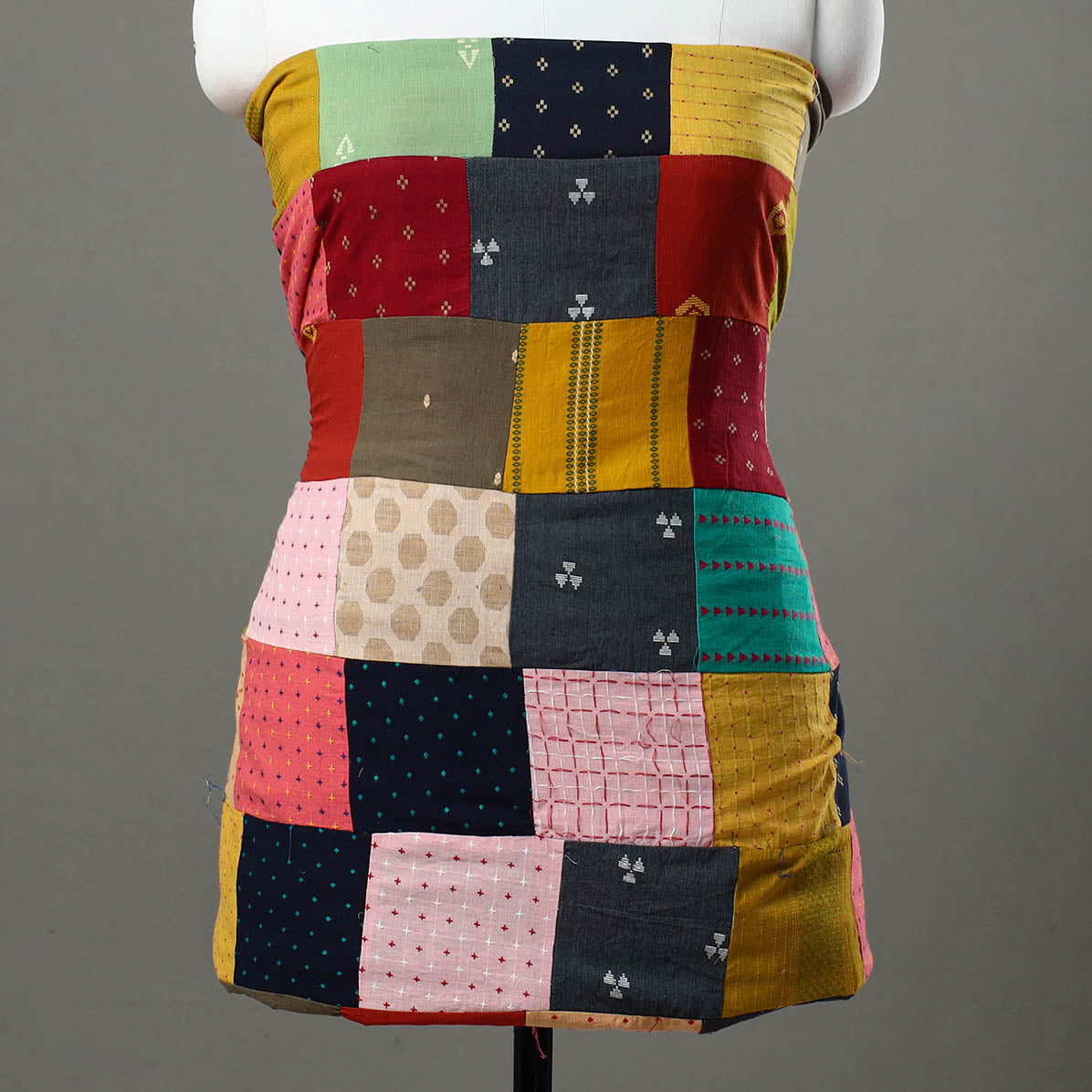 Multicolor - handcrafted patchwork cotton unstitched kurta