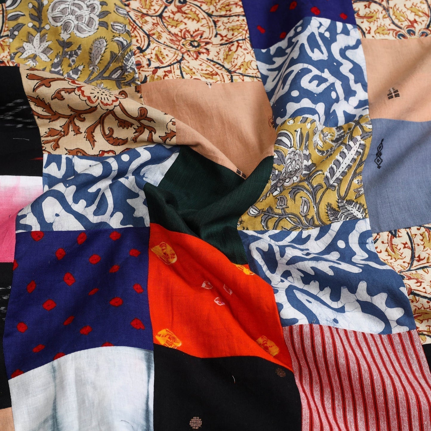 Multicolor - handcrafted patchwork cotton unstitched kurta