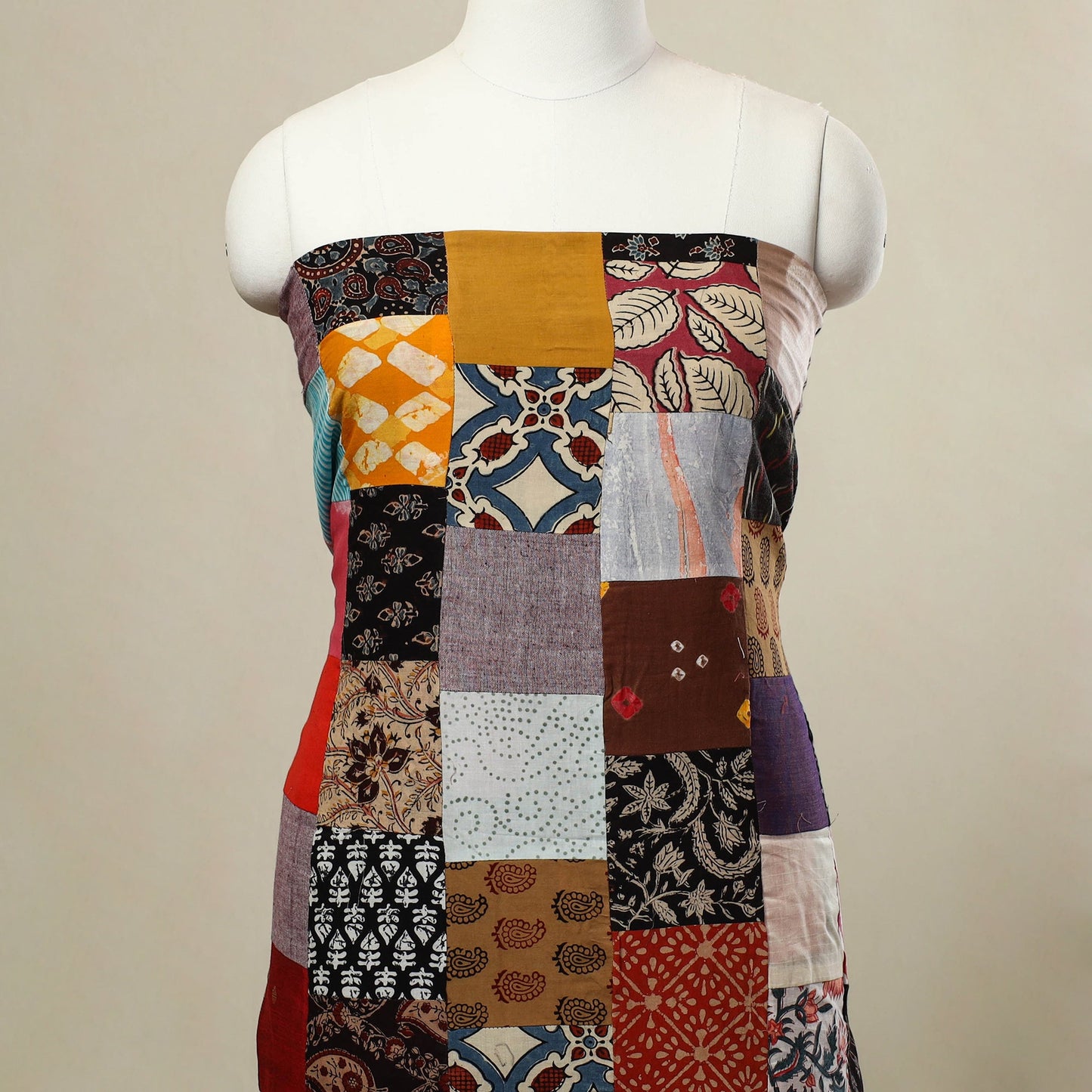 Buy Multicolor Handcrafted Patchwork Cotton Kurta Material