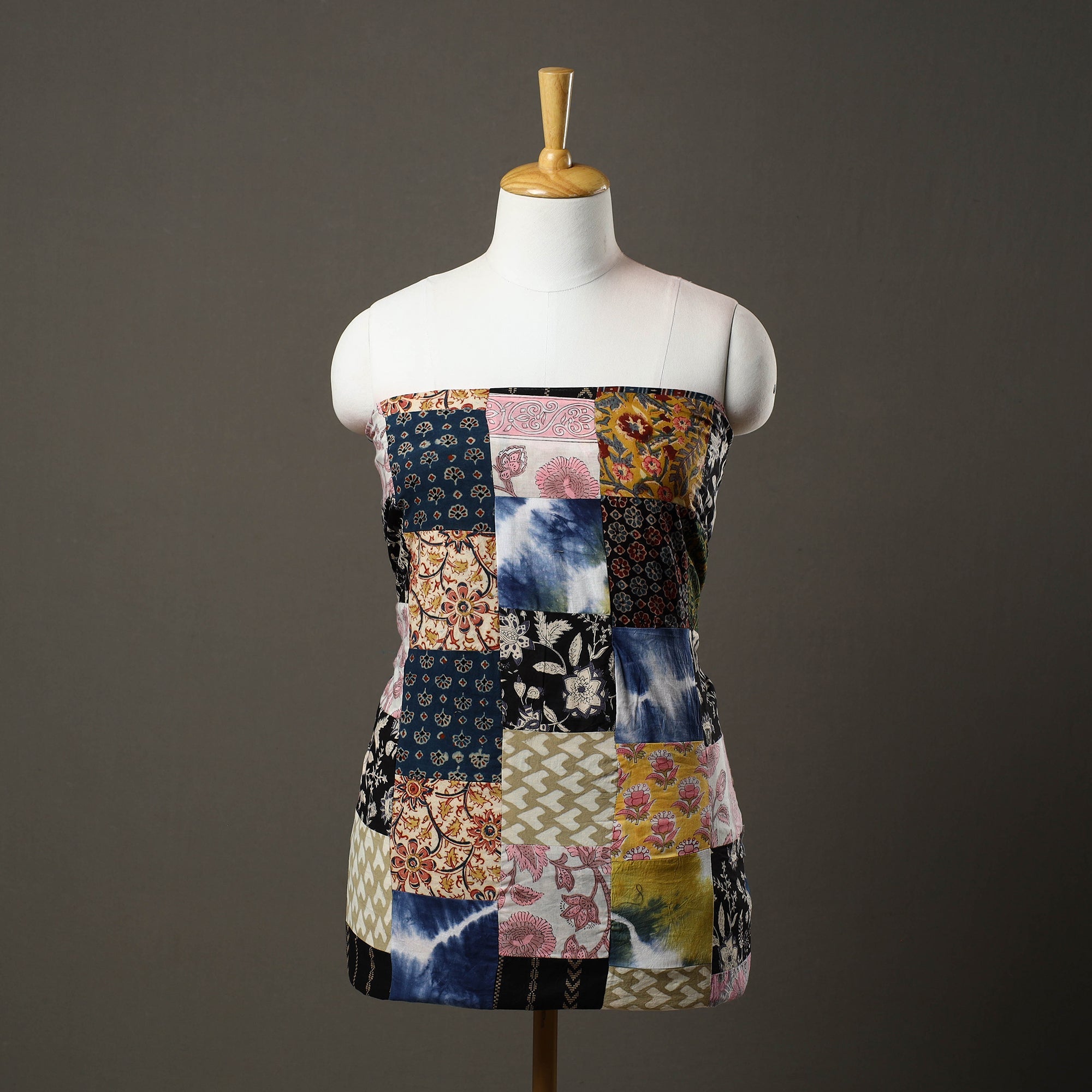 Multicolor - handcrafted patchwork cotton unstitched kurta