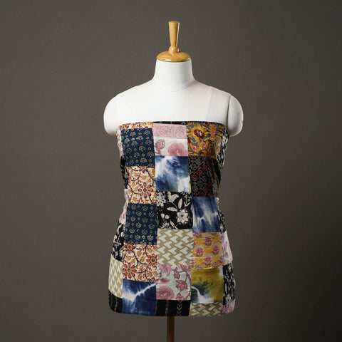 Multicolor - handcrafted patchwork cotton unstitched kurta