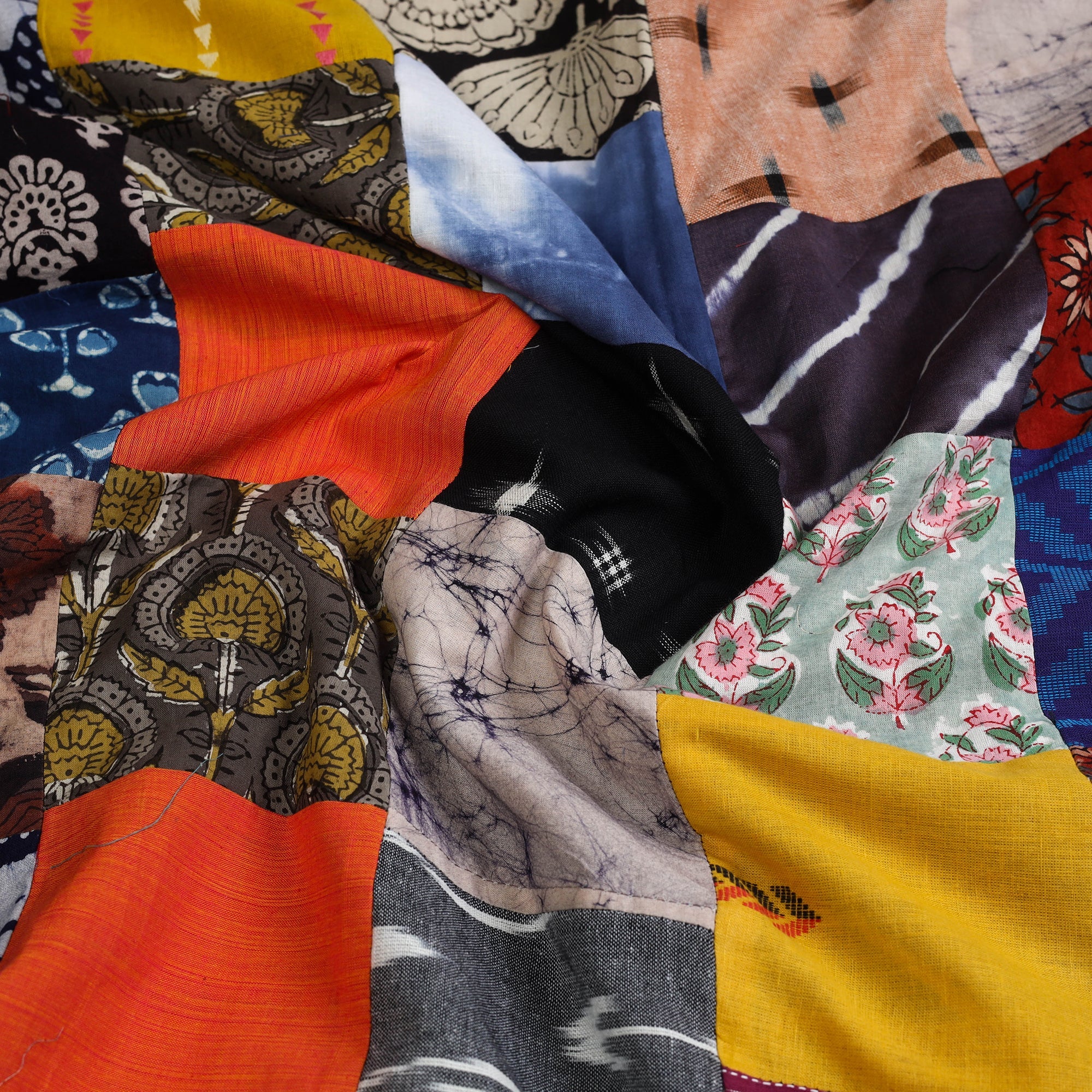 Multicolor Handcrafted Patchwork Cotton Kurta Material