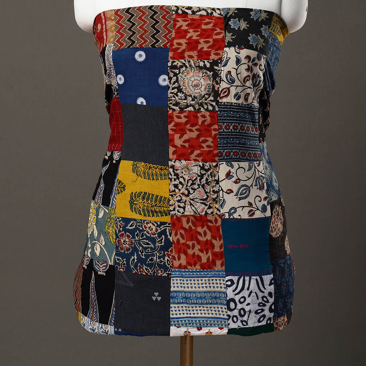 Multicolor - handcrafted patchwork cotton unstitched kurta